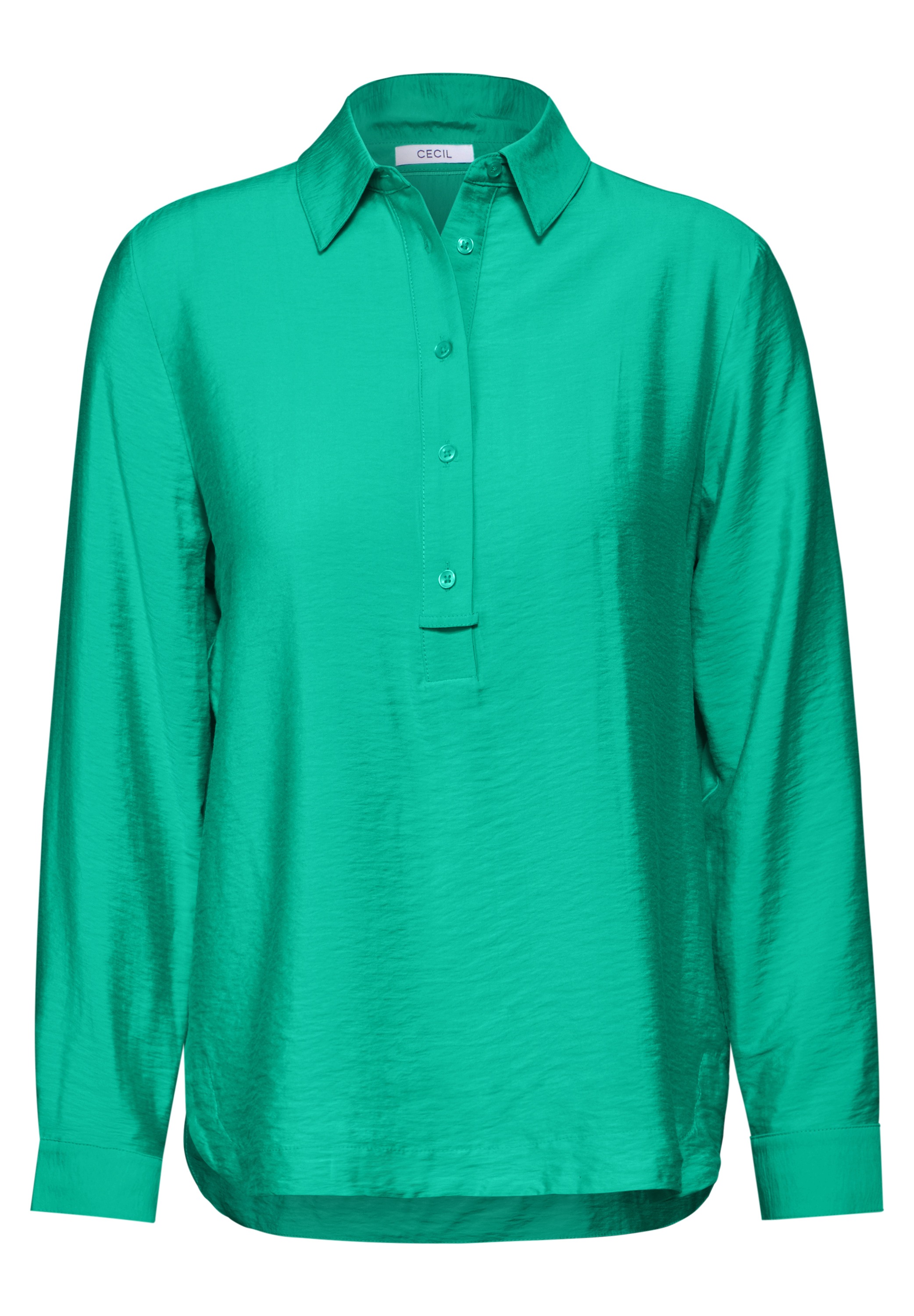 Langarmbluse CECIL, Damen, Gr. XL (44), grün (aventurine grün), Stoff, 88% Viskose, 12% Nylon, unifarben, normal normal, V-Ausschnitt, Bündchen, Blusen, mit dekorativer Knopfleiste 3