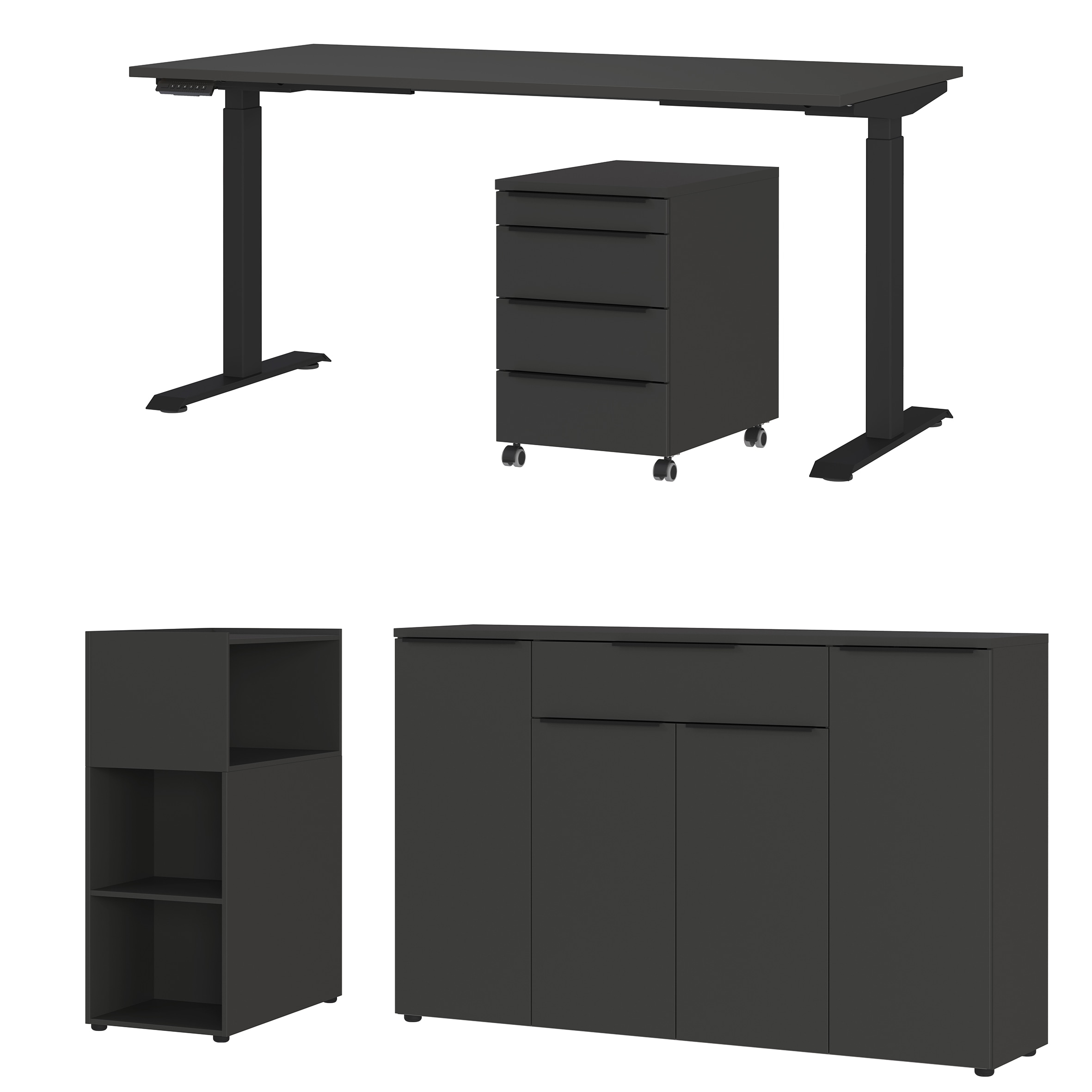 GERMANIA Büromöbel-Set "Mailand" 4 Stk. tlg. inkl. Schreibtisch, Rollcontainer, Raumteiler und Sideboard