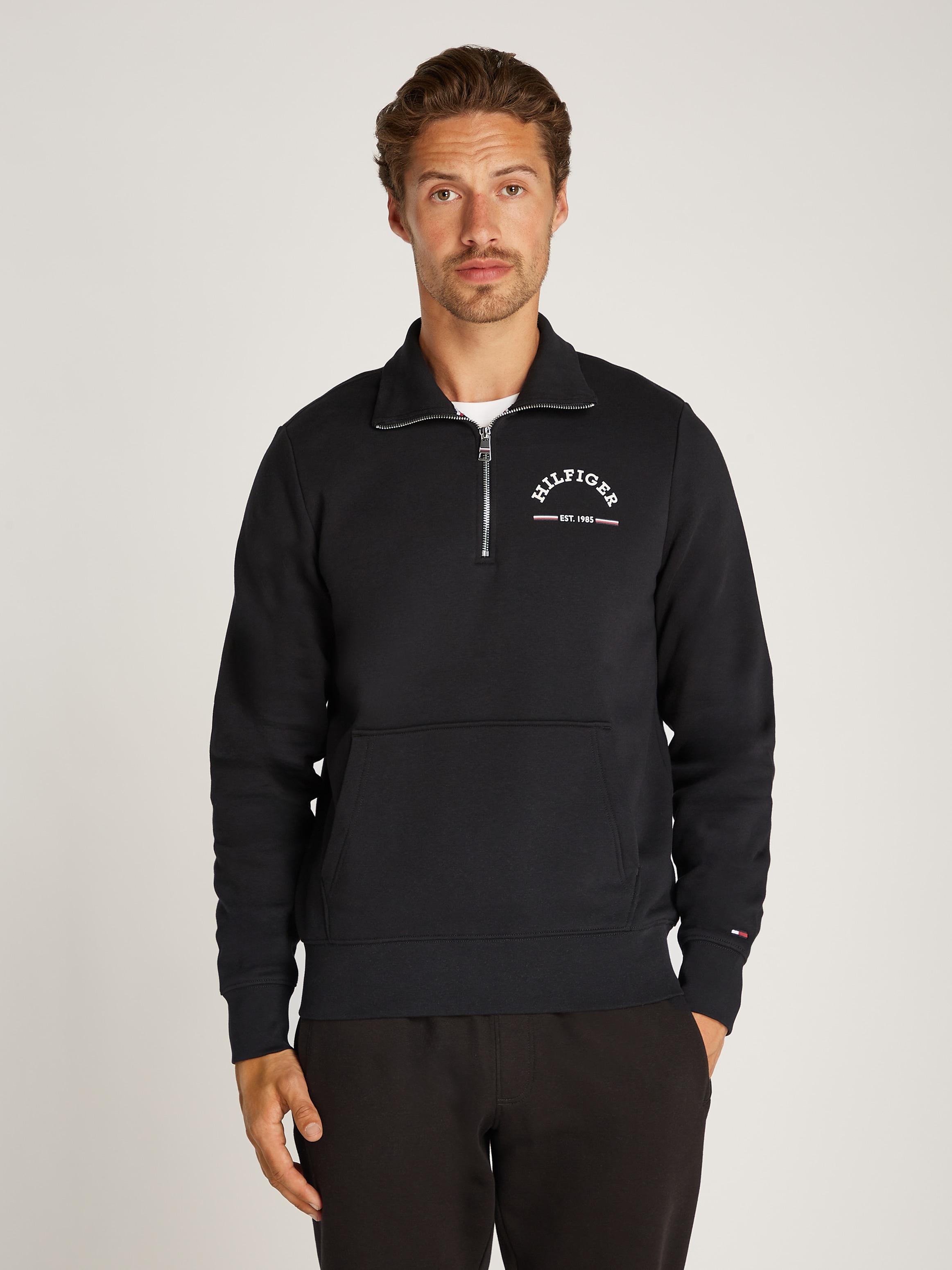 Tommy Hilfiger Sweatshirt "ROUNDALL STAND COLLAR ZIP", mit Stehkragen und R günstig online kaufen