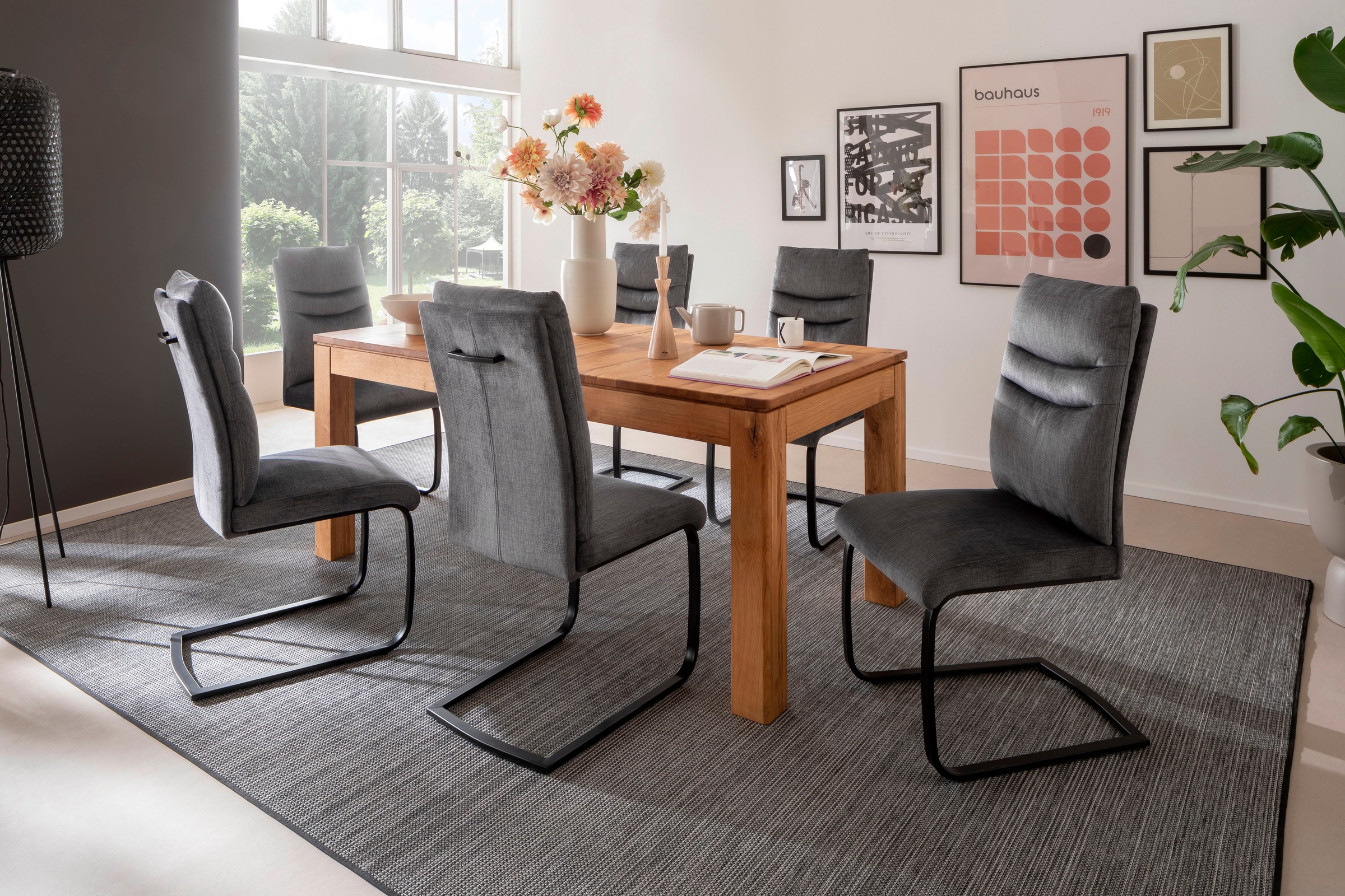 MCA furniture Freischwinger »Gibara Schwingstuhl 2er Set«, (Set), 2 St., Veloursstoff, Esszimmerstuhl,Nosag Federung im Sitz,Flachrohr,Belastbarkeit 140 kg