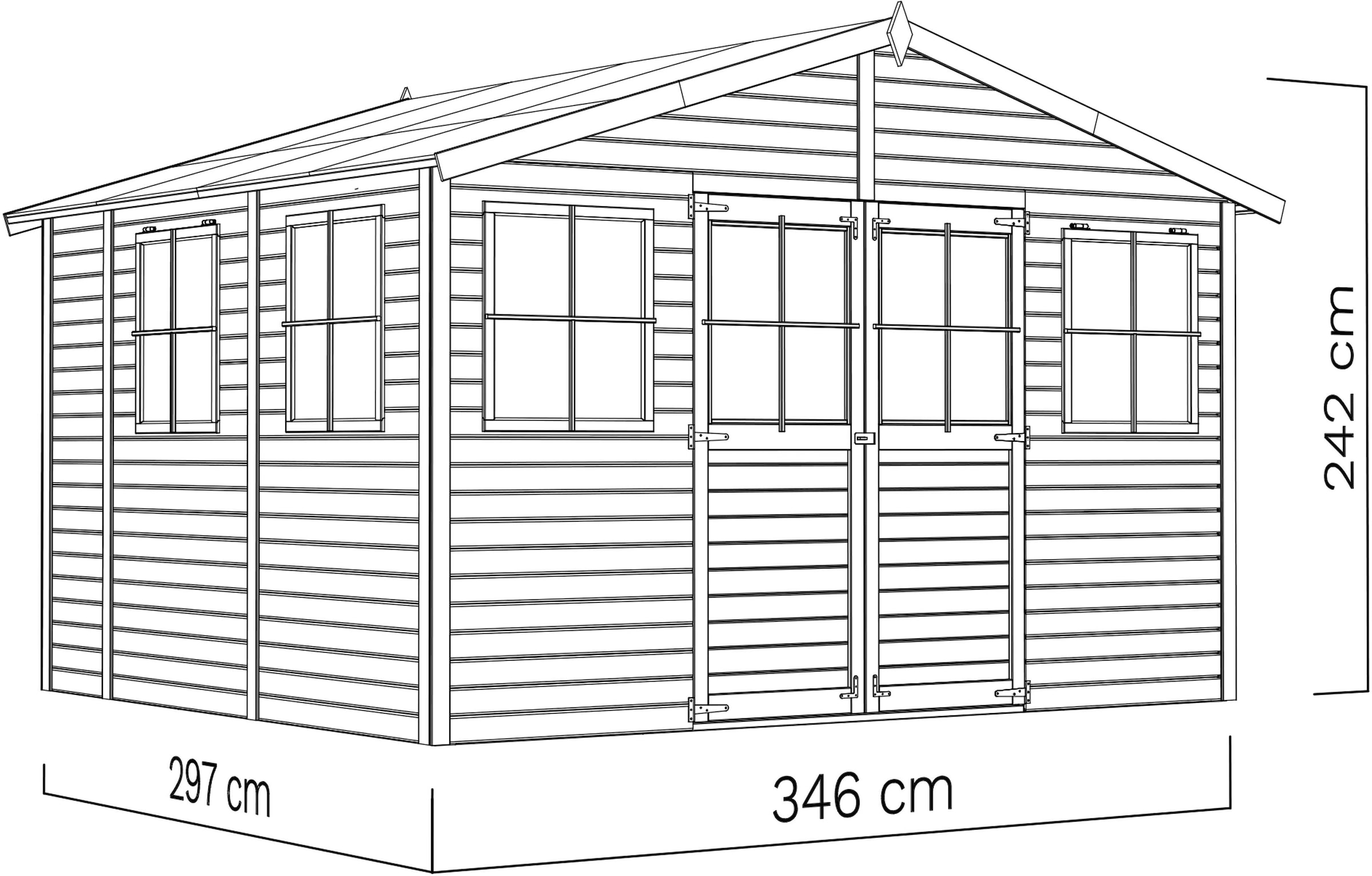 BERTILO Gartenhaus »Workshop Smith naturbelassen«, Großes Gartenhaus aus exakt vorgefertigten Elementen