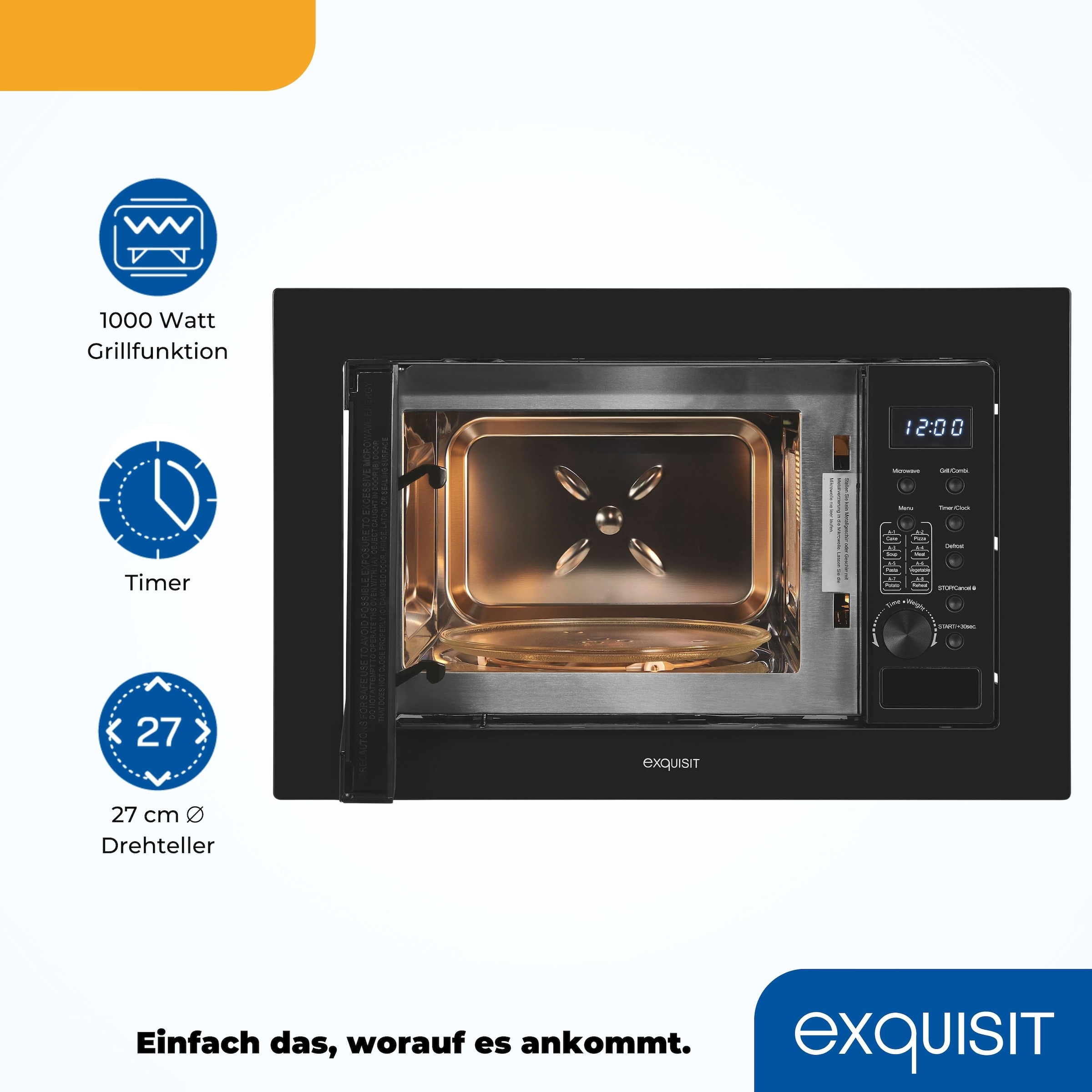 exquisit Einbau-Mikrowelle »EMW20-DG-020« Grill | Mikrowelle 1300 W