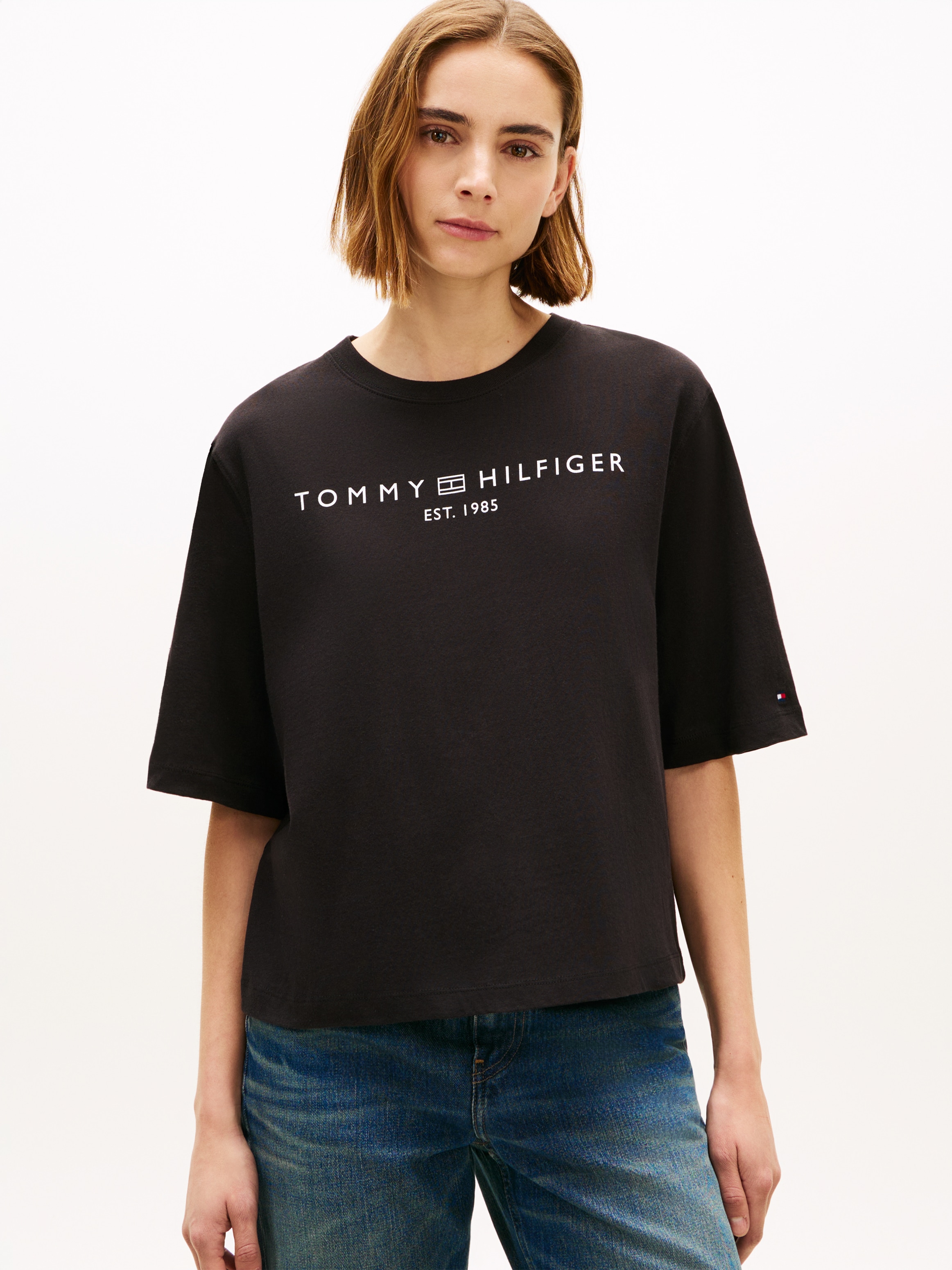 Tommy Hilfiger Langarmshirt "CORP LOGO TRAPEZE C-NK TEE" günstig online kaufen