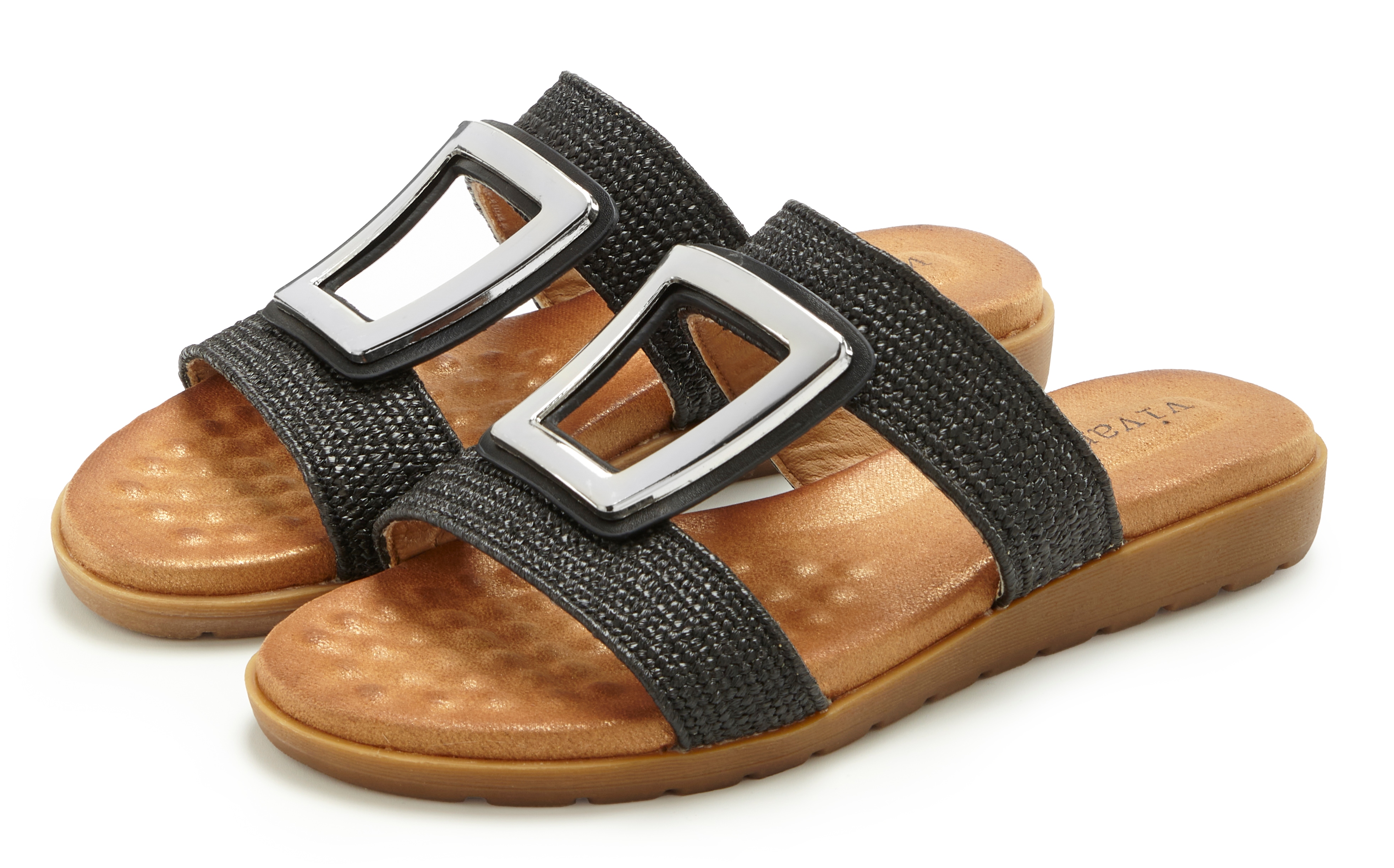 Vivance Pantolette "Sandale, Sommerschuh, offener Schuh, Mule," NEU mit modischem Schmuckelement und softer Innensohle