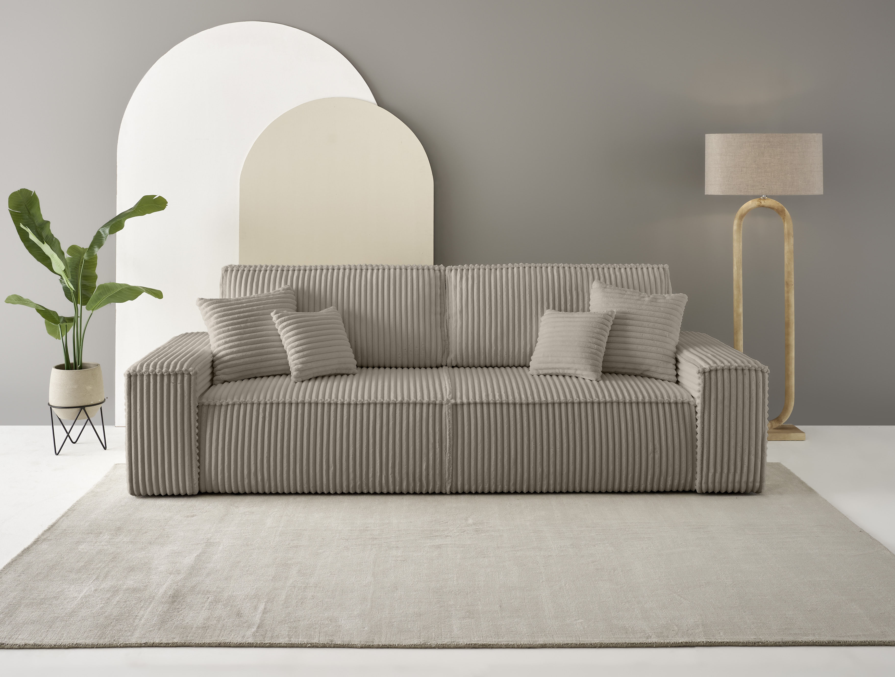 OTTO home 3-Sitzer "FINNLEY Cord, Schlafsofa 257 cm - OTTO. Verlässliche Qualität." mit Bettkasten, in Bouclé, Struktur fein und Mega Cord