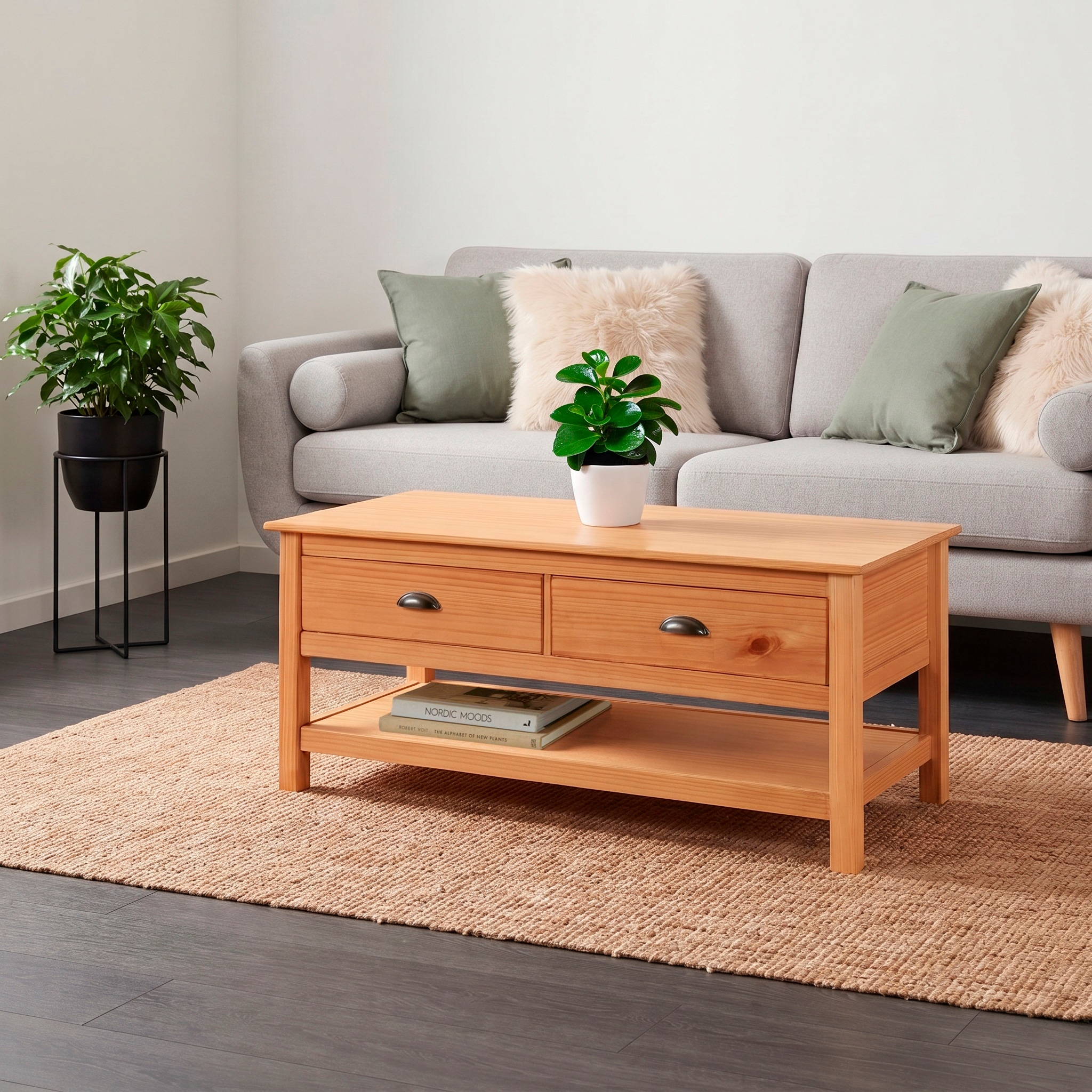 OTTO home Couchtisch »Schröder« mit 2 Schubladen und 1 Einlegeboden, aus massivem Kiefernholz