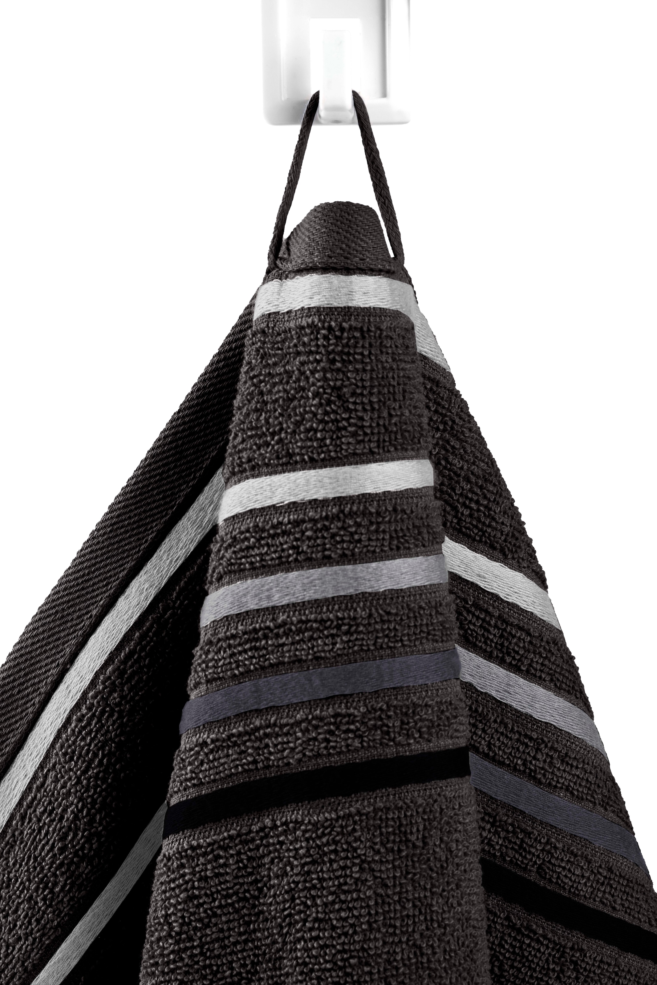 OTTO home Handtuch Set »Niki, Duschtuch, Handtücher und Gästetücher« Set Walkfrottee Handtücher mit mehrfarbiger Streifenbordüre, weich, aus 100% Baumwolle