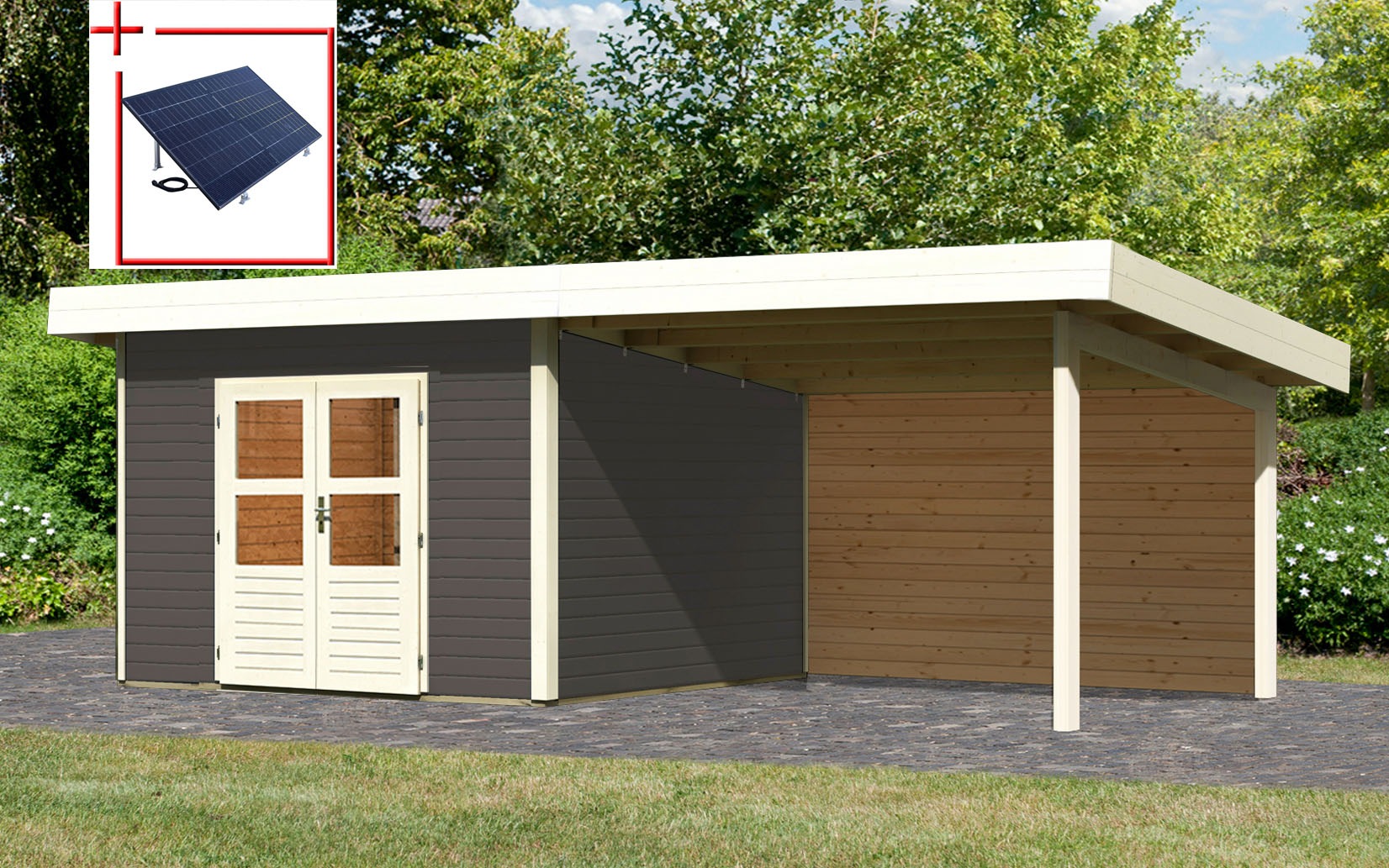 KONIFERA Gartenhaus "Perlsee 3", mit Anbaudach günstig online kaufen