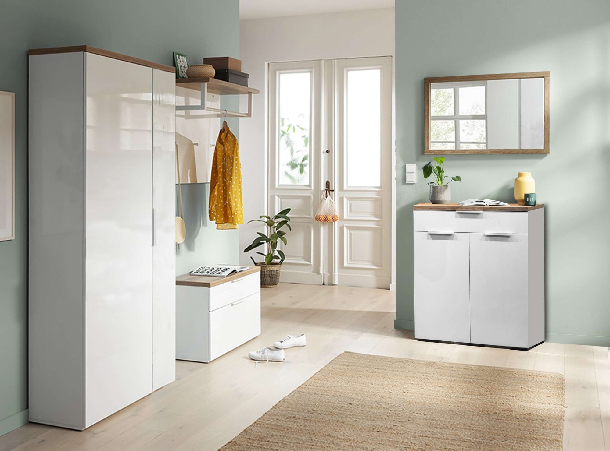 Composad Schuhschrank »Schuhschrank, Schuhkommode, mit Regalböden«, (1 St.), Mit 2 Türen und 1 Schublade hochglanz lackiert