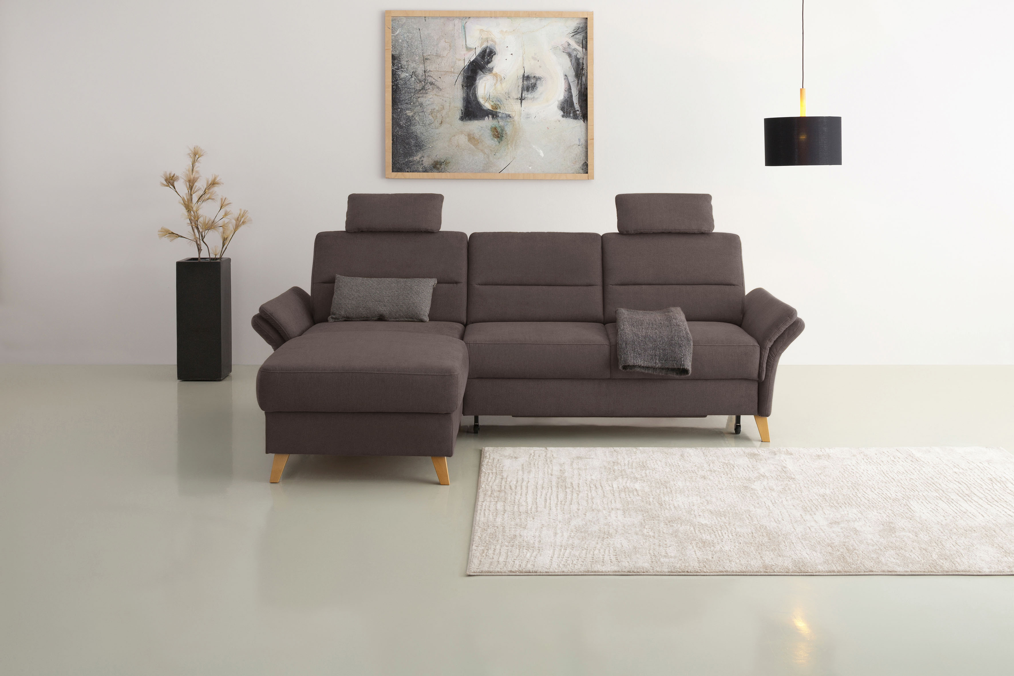 OTTO home Ecksofa "Westerland L-Form" Federkern-Polsterung, wahlweise mit Schlaffunktion, Bettkasten