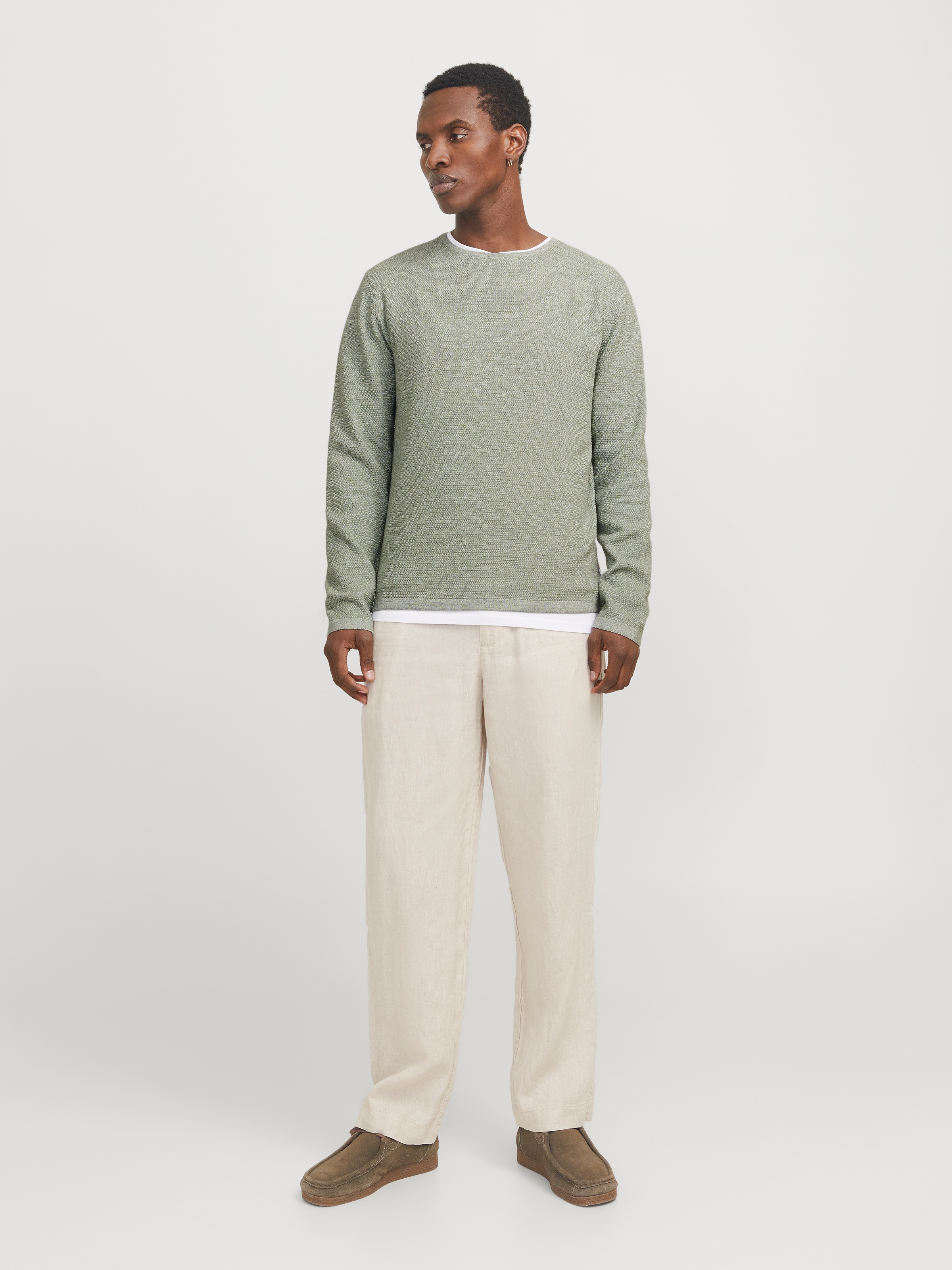 Jack & Jones Rundhalspullover »JJEGEORGE KNIT CREW NECK NOOS«, in Strick Optik