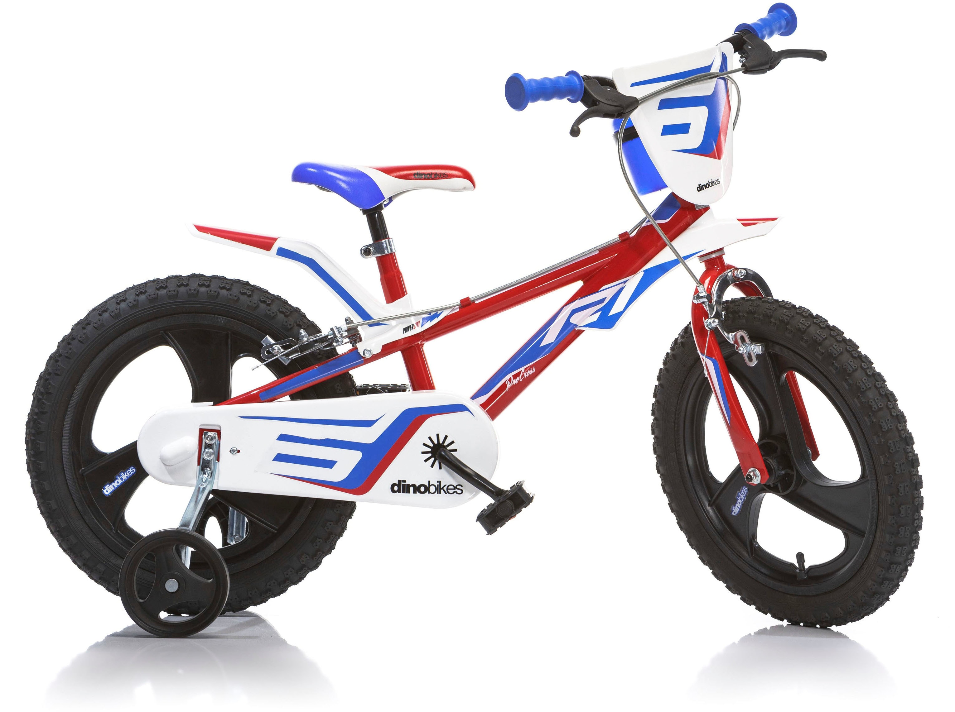 Dino Bikes Kinderfahrrad "16" Pro Cross Kinderfahrrad Jungen stabiler Stahl-Rahmen Stützräder" 1 Gang mit Stützrädern, Frontschild und coolen Schutzblechen
