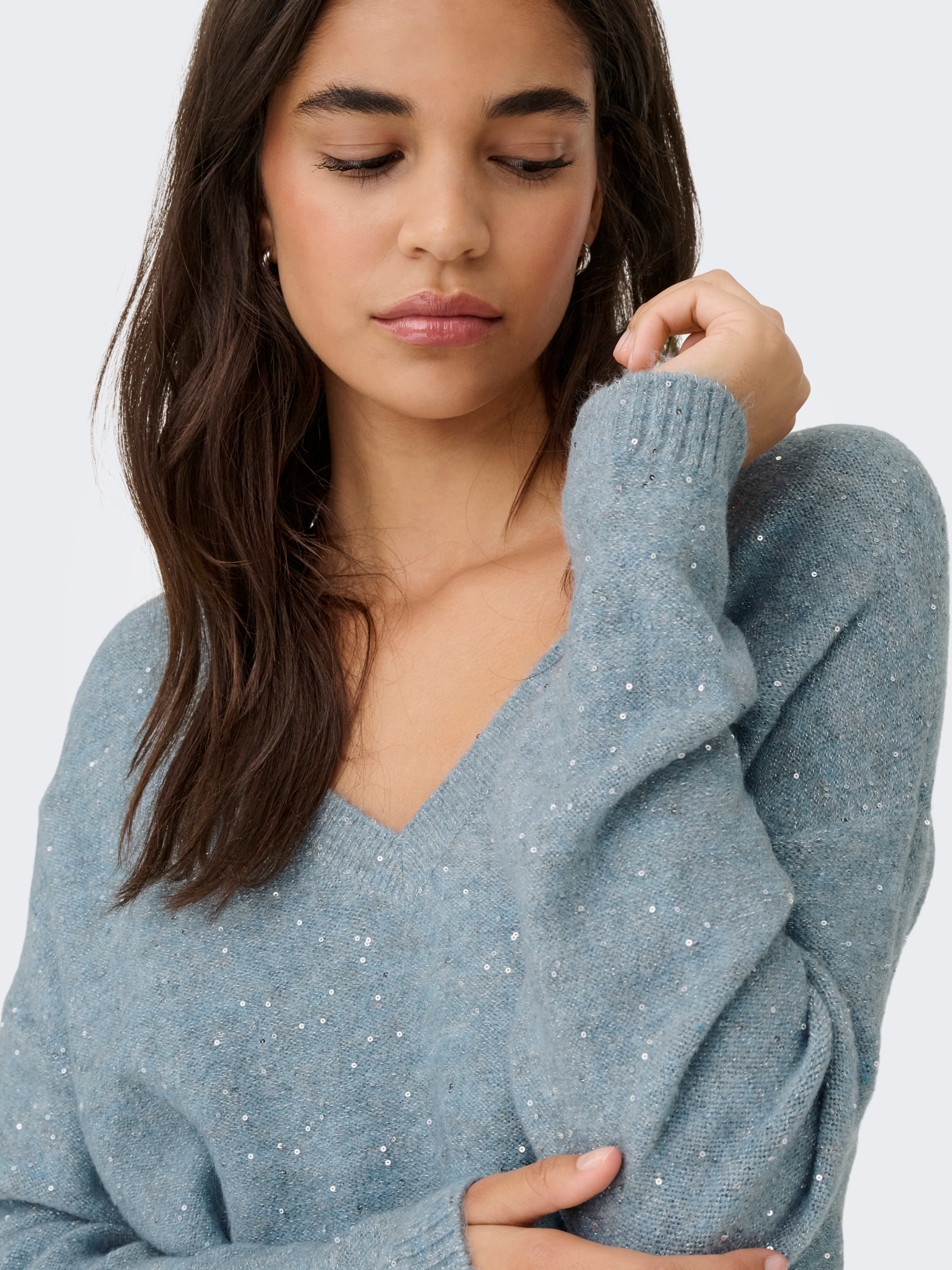 Thumbnail - ONLY Strickpullover "ONLARIZONA LS SEQUINS V-NECK PUL KNT"