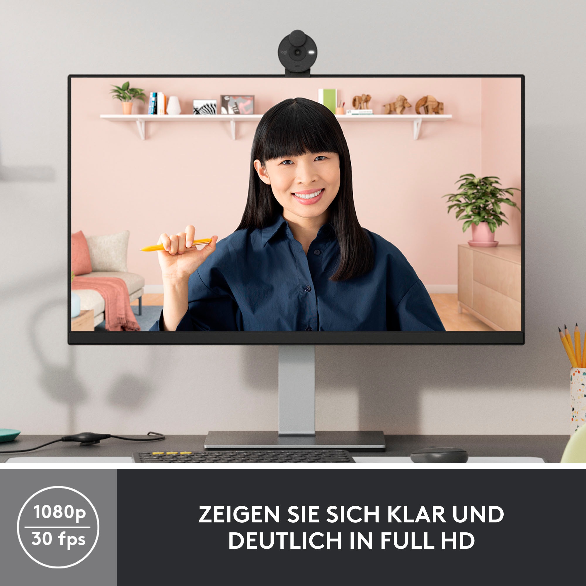 Logitech Webcam »BRIO 300«, Full HD, Mikrofon-Reichweite: Bis zu 1,22 m