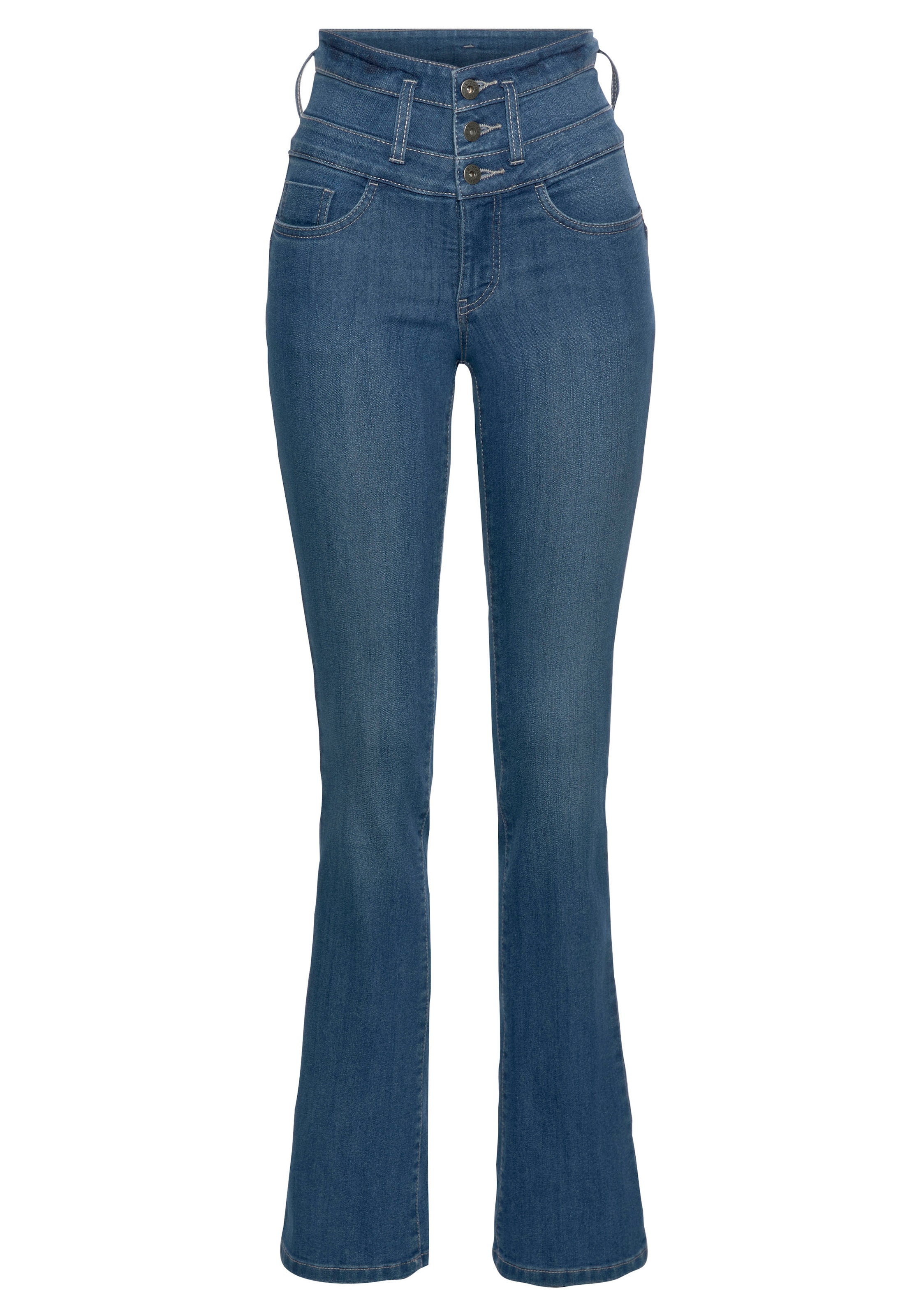 Arizona Bootcut-Jeans »mit extrabreitem Bund«, High Waist