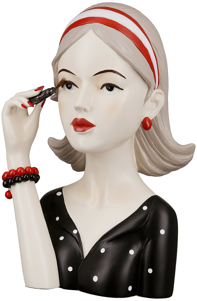 GILDE Dekofigur "Figur Lady mit Wimperntusche" Gepunktetes Oberteil im Retro-Stil, Skulptur