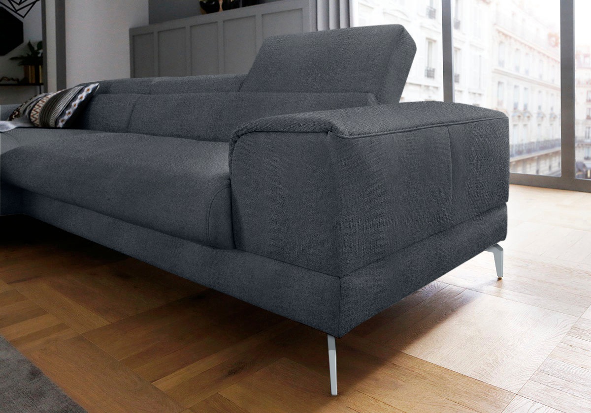 W.SCHILLIG Ecksofa »piedroo, Designsofa mit tollem Sitzkomfort, bequem und elegant, L-Form«, Kopfteilverstellung, wahlweise mit Sitztiefenverstellung, Breite 303cm