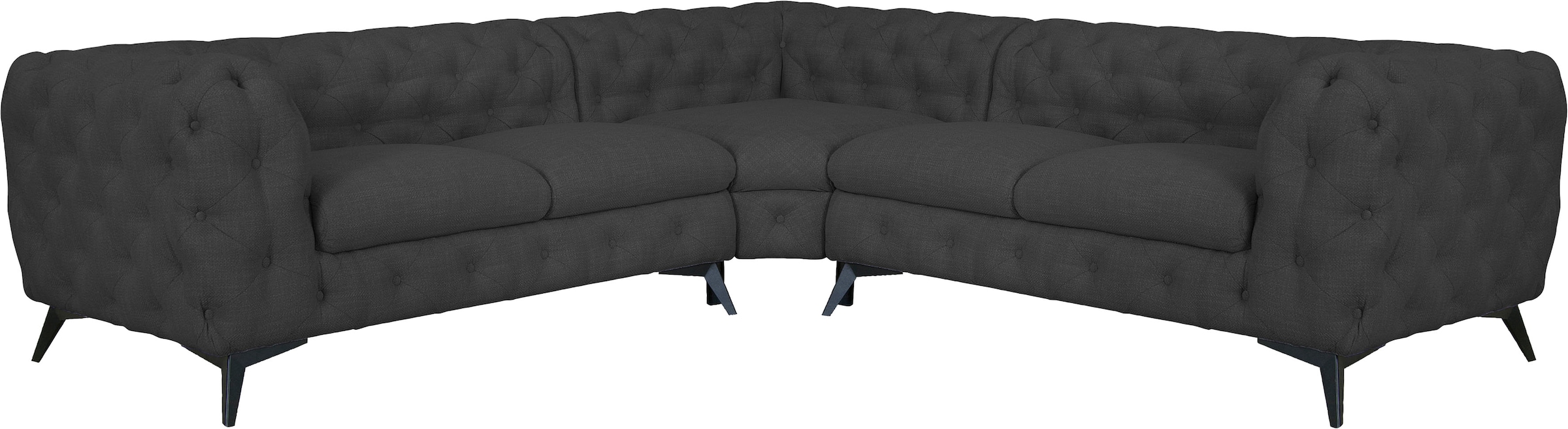 Leonique Chesterfield-Sofa "Glynis L-Form", aufwändige Knopfheftung, moderne Chesterfield Optik, Fußfarbe wählbar