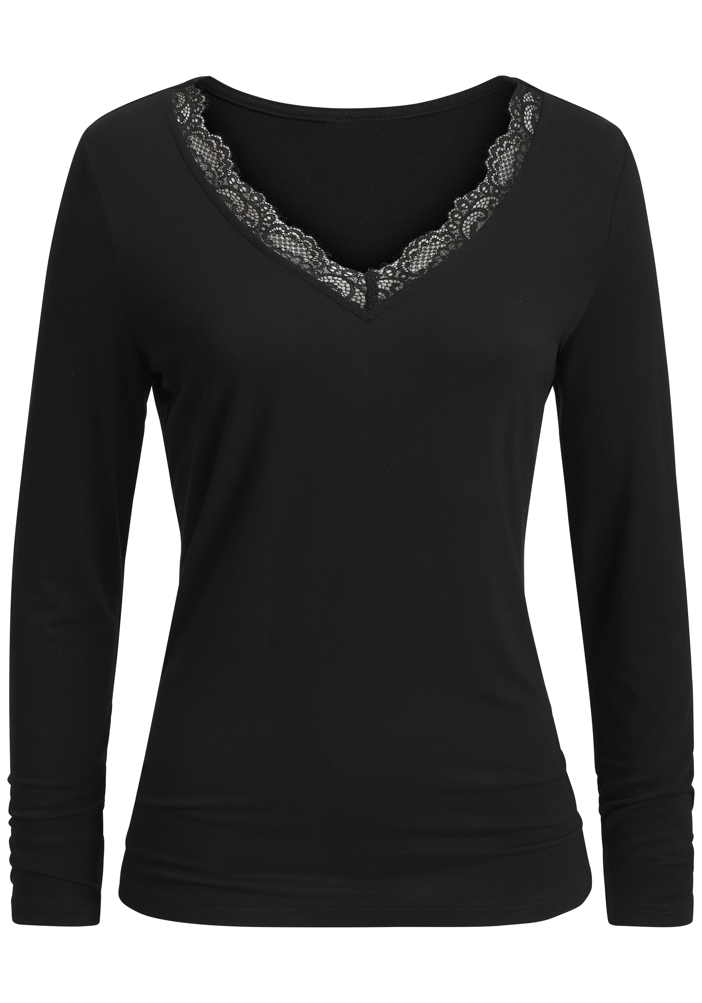 LASCANA Langarmshirt "mit Spitze" aus angenehmer Viskose-Qualität günstig online kaufen