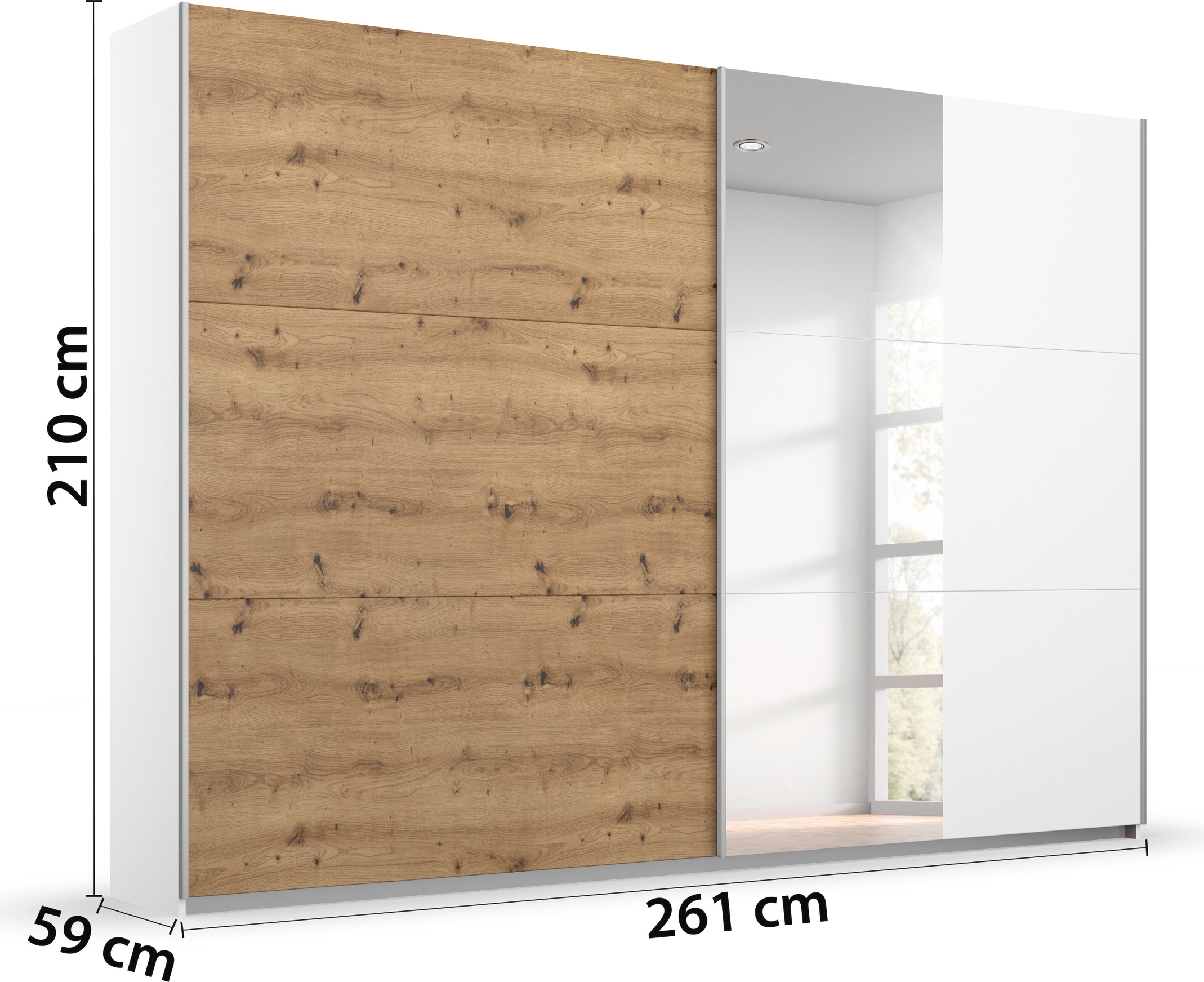 rauch Schwebetürenschrank »Kleiderschrank Garderobe TOPSELLER AURELIO mit 3 Ausstattungsvarianten«, 3 verschiedene Ausstattungsvarianten Griffe aus Metall MADE IN GERMANY