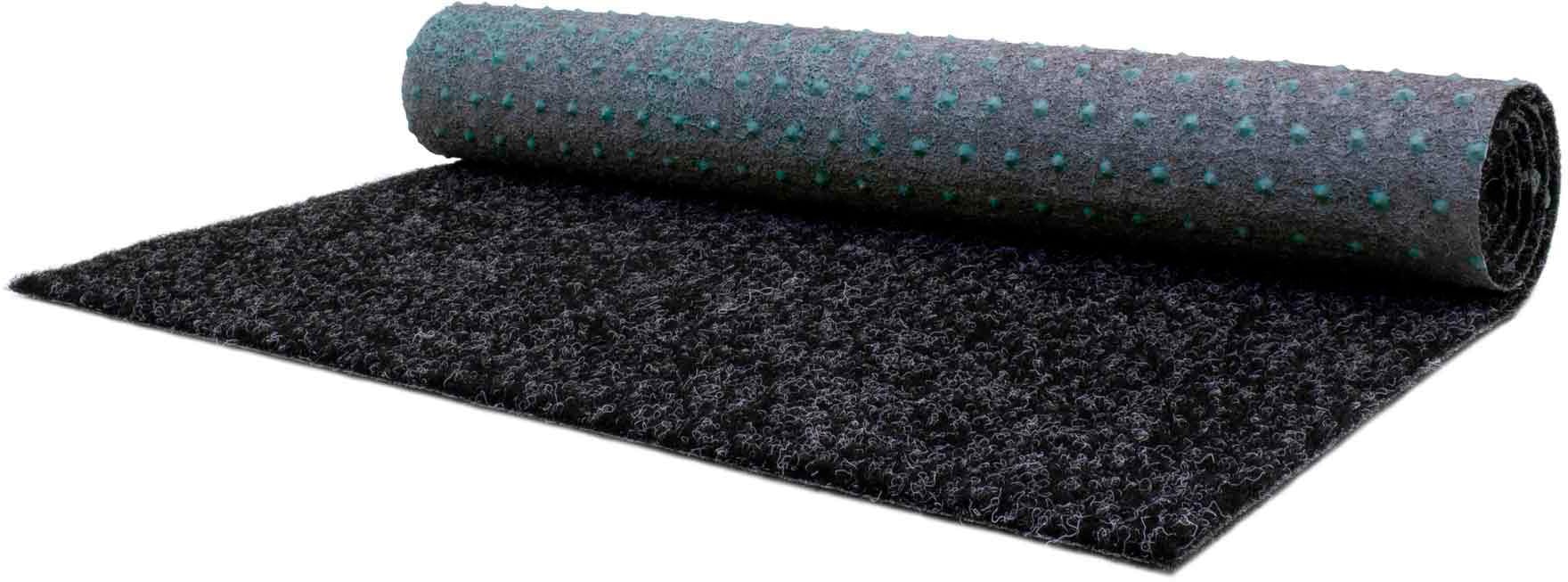 Kunstrasen "PORTO, Gesamthöhe 10 mm, Made in Netherlands", grau (anthrazit), B:133cm L:700cm, Polypropylen (PP), PRIMAFLOR-IDEEN IN TEXTIL, Teppiche, aus Nadelfilz, mit Drainage-Noppen, für Balkon & Terrasse