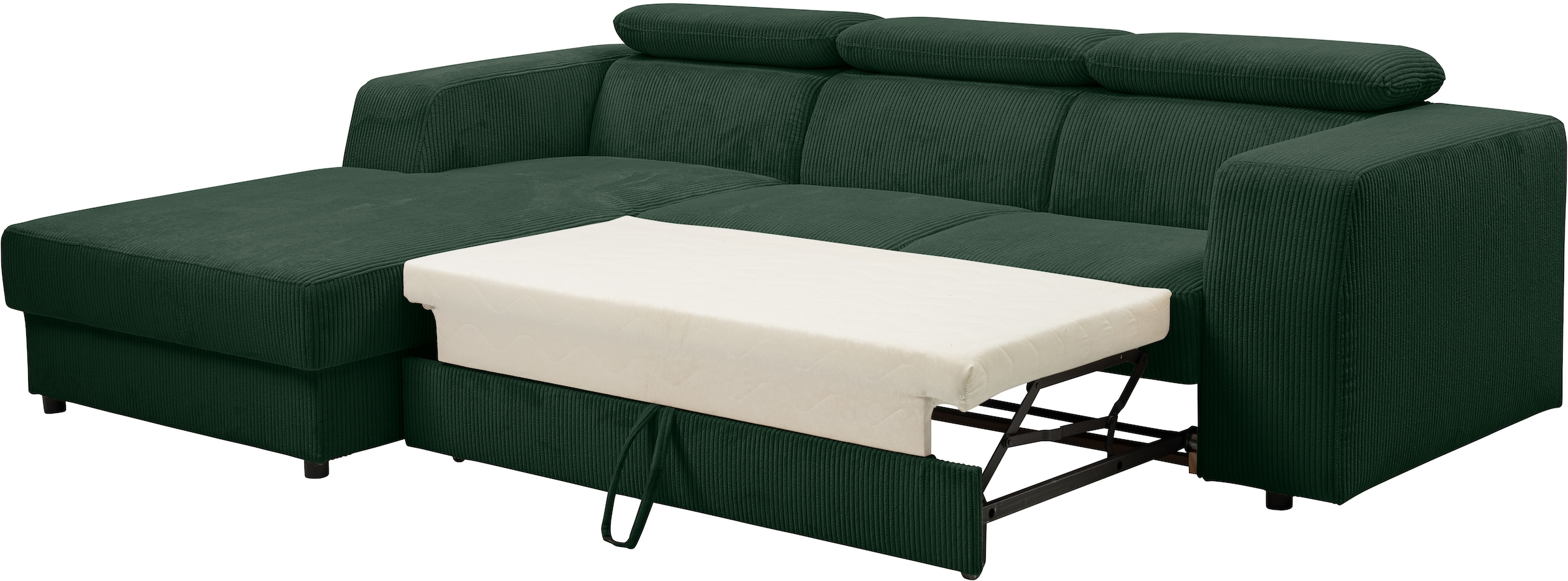 WERK2 Ecksofa »Cherry, modernes Sofa mit Komfortfunktionen, Breite 270cm, L-Form,«, bequem, mit verstellbaren Kopfteilen, Schlaffunktion und Bettkasten
