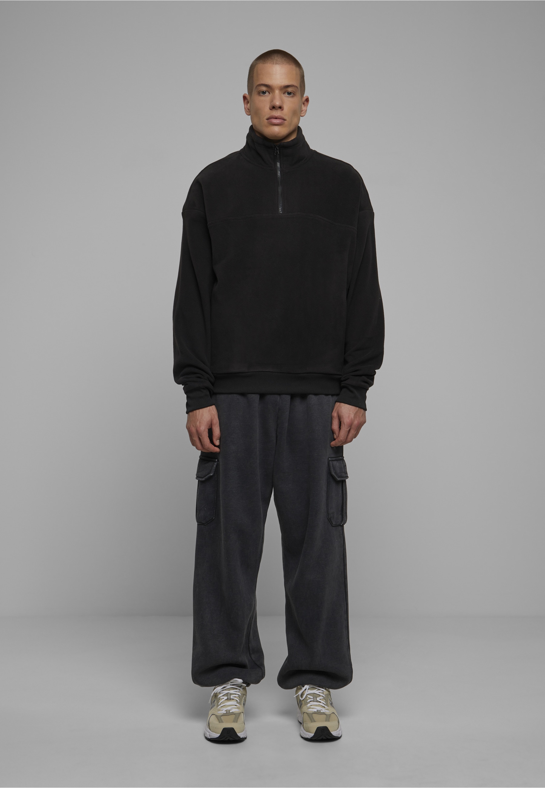 URBAN CLASSICS Rundhalspullover »Urban Classics Herren Basic Polar Fleece Troyer« 1 Stk.