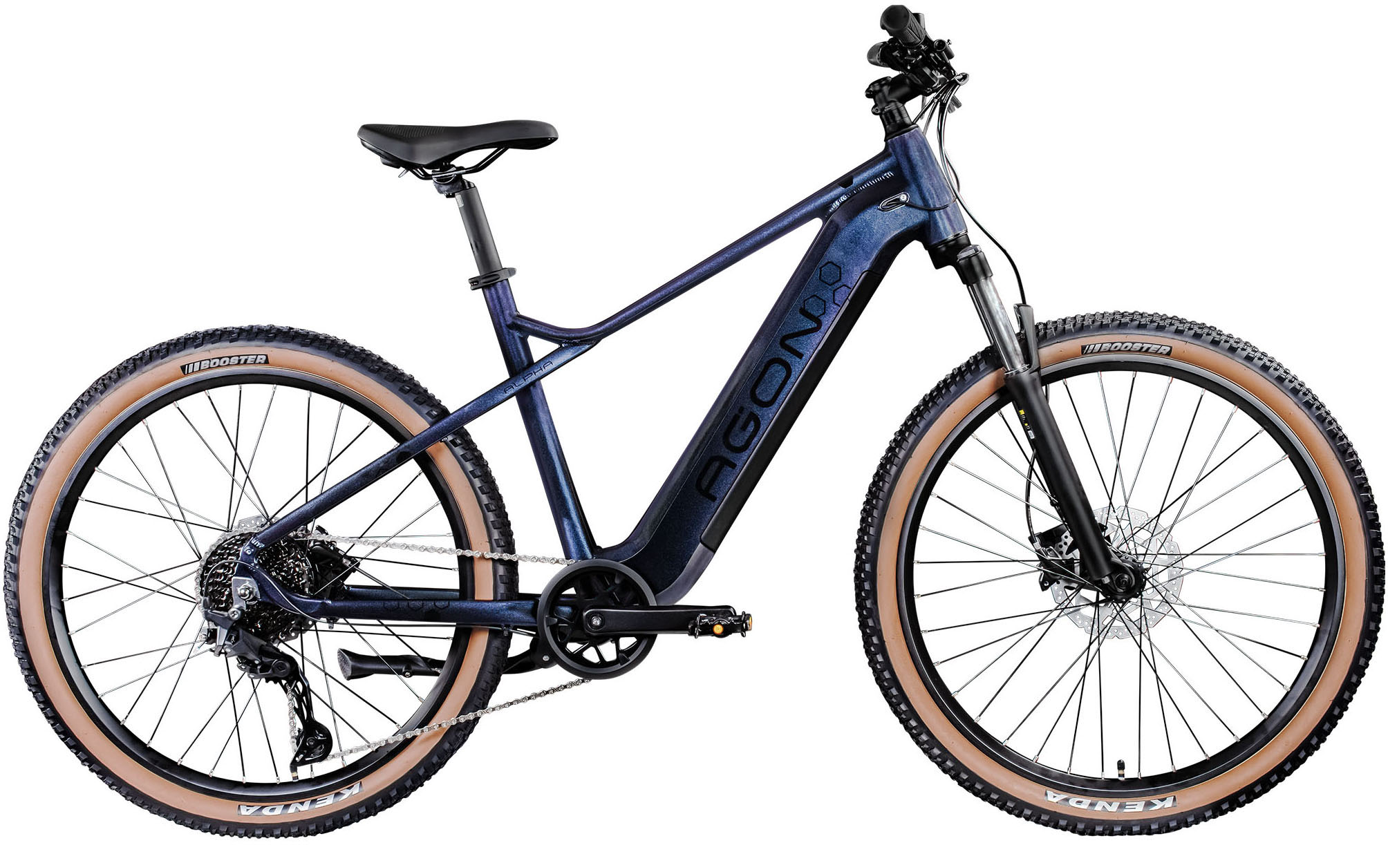 AGON "Alpha" 10 Gang Shimano Deore SGS T6000 Schaltwerk Kettenschaltung Heckmotor 250 W Pedelec, Elektrofahrrad für Damen u. Herren, MTB