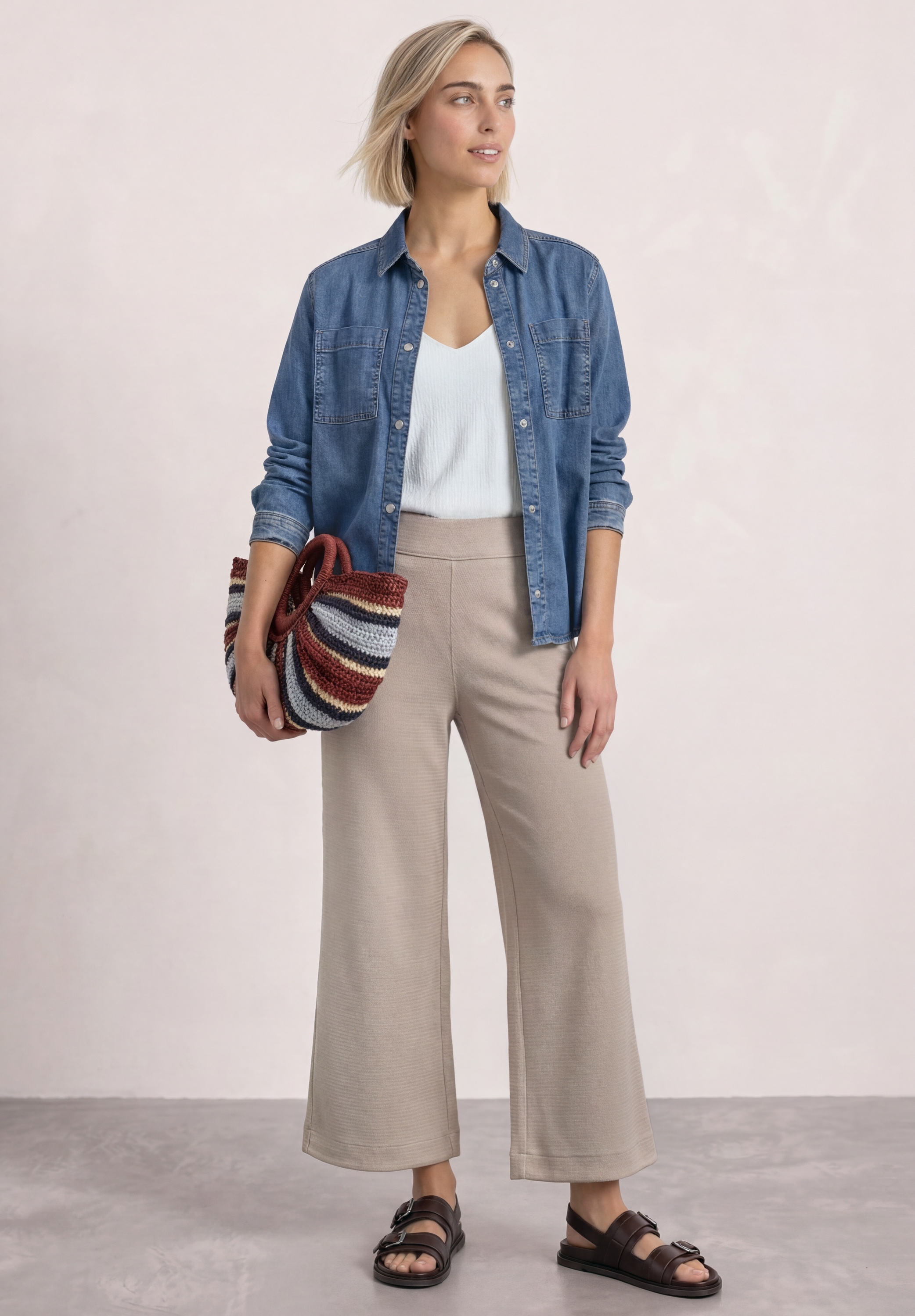 STREET ONE Langarmbluse in Denim-Optik