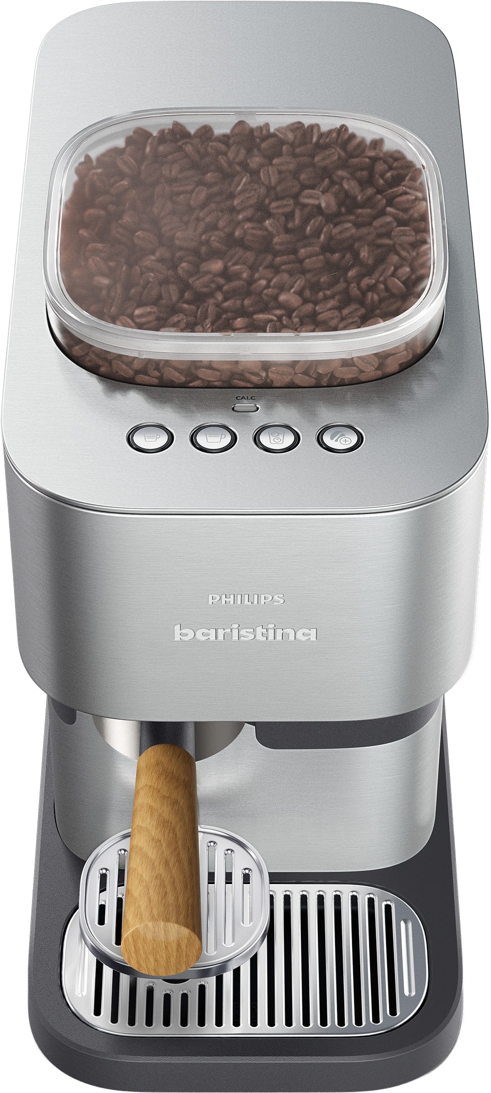PHILIPS baristina Espressomaschine »Plus in Edelstahl BAR500/00 mit Mahlwerk für ganze Bohnen« Iced Coffee Funktion, 16 bar Pumpendruck, Edelstahl/Eschenholz