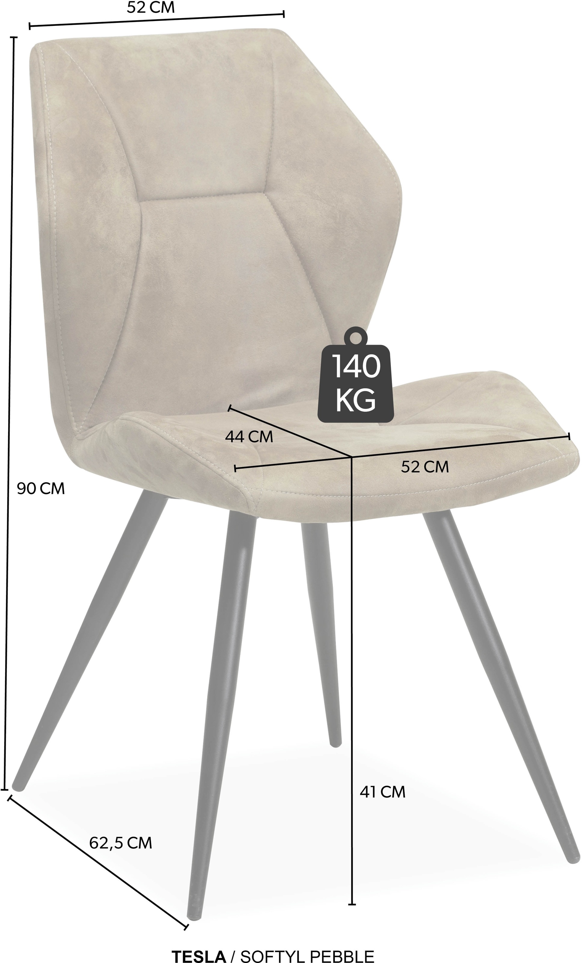 OMG Design Esszimmerstuhl »Tesla« (Set) 2 Stk.Esszimmerstuhl, pflegeleichter Bezug