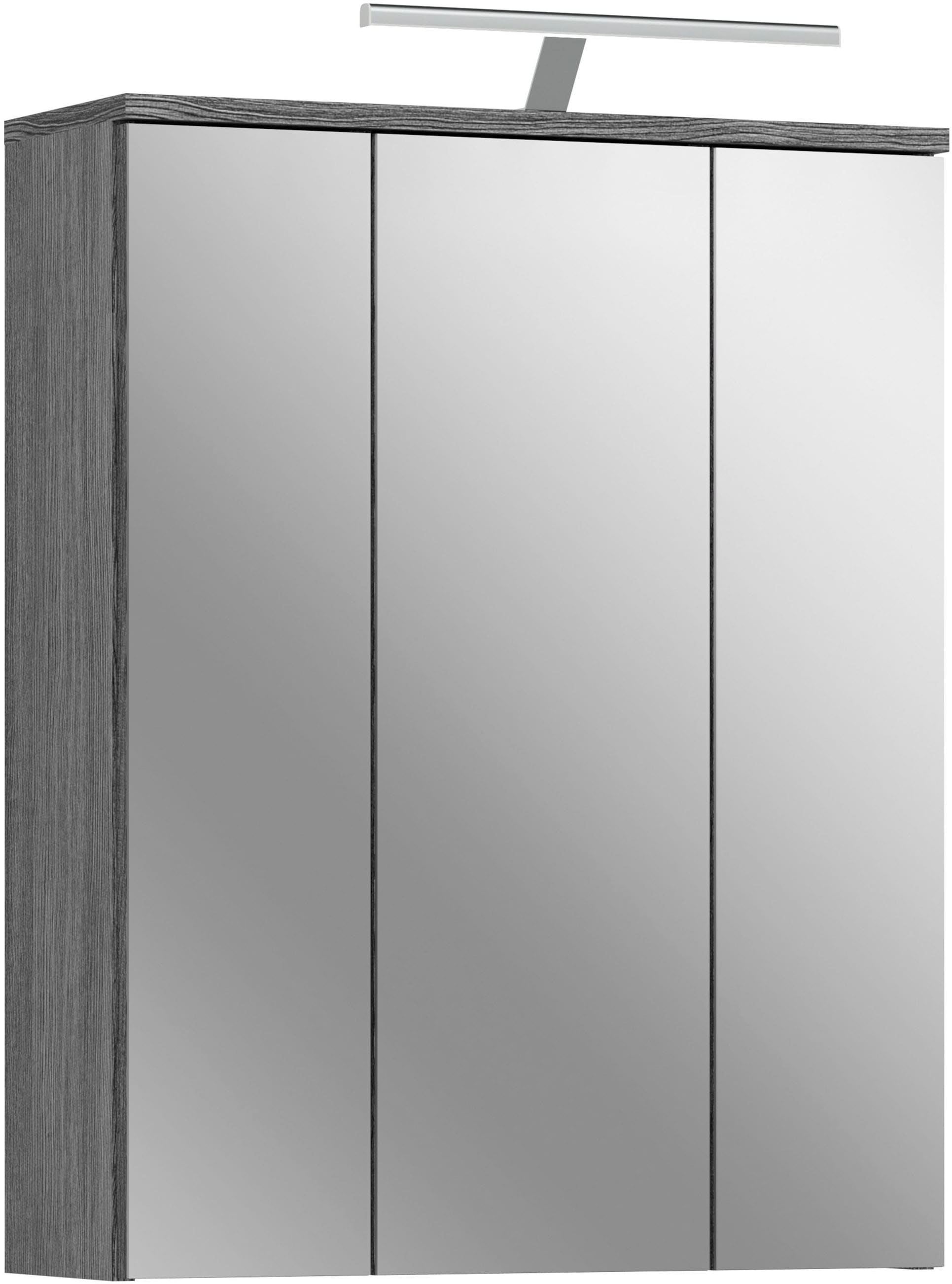 welltime Badezimmerspiegelschrank "LUCCA, Breite 60cm, inkl. LED Beleuchtung, 3 Spiegeltüren" Set, 2 Stk. tlg. Badmöbel, Badschrank, Schrank, Wandschrank, Bad, Badezimmer