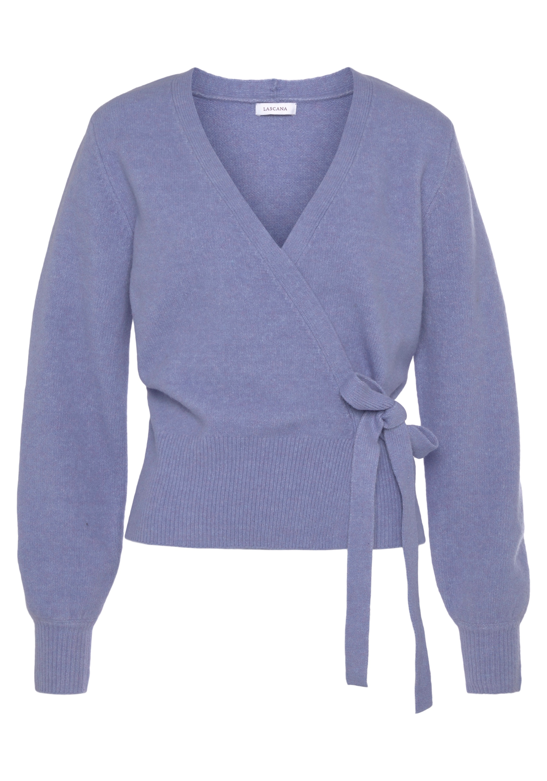 LASCANA Wickelstrickjacke, mit breitem Rippbündchen, Loungewear günstig online kaufen