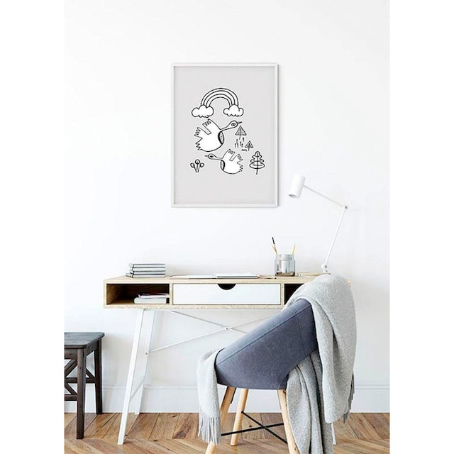 Komar Poster »Scribble Birdy«, Tiere, (1 St.), Kinderzimmer, Schlafzimmer,  Wohnzimmer | BAUR