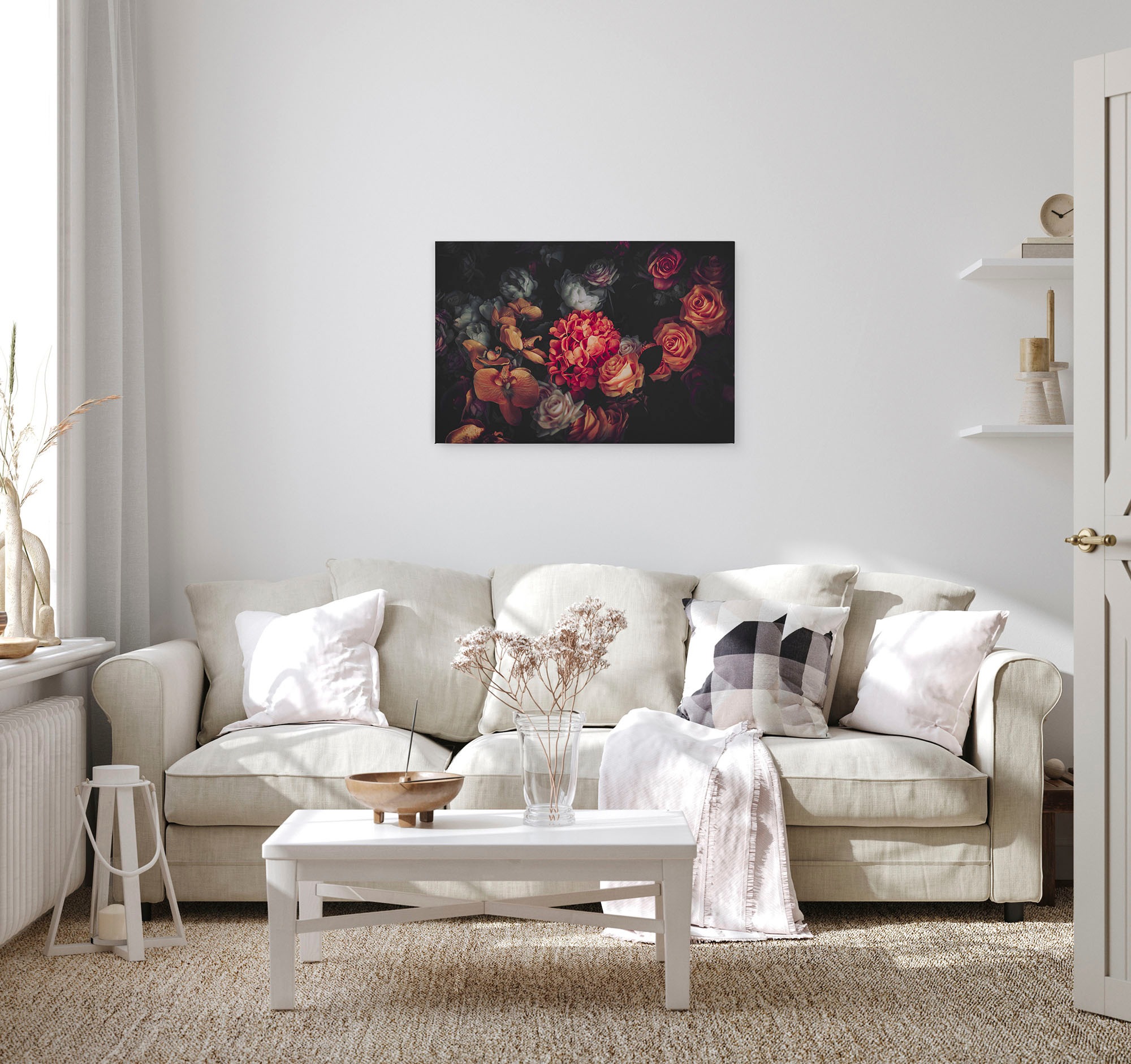 A.S. Création Leinwandbild "Romantic Flower" Blumen Kunst 1 Stk. tlg. Romantische Blumen, Rosen Keilrahmen Leinwand-Bild Wohnzimmer modern