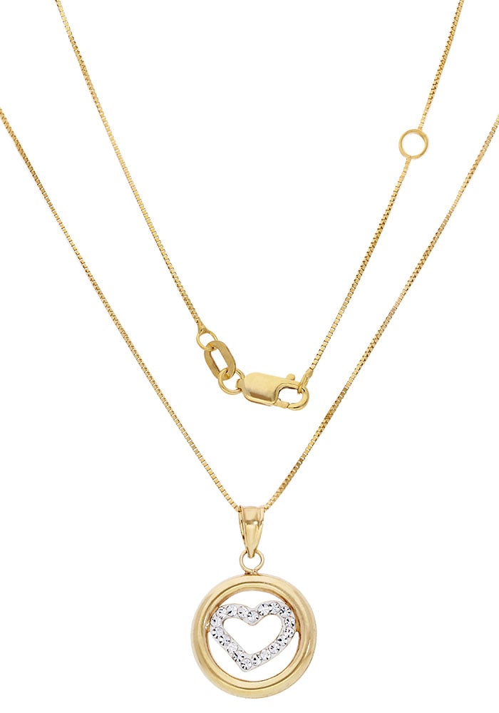 Firetti Kette mit Anhänger »Schmuck Geschenk Gold 375 Halsschmuck Halskette Goldkette Venezianer«, mit Kristallstein (synth.)