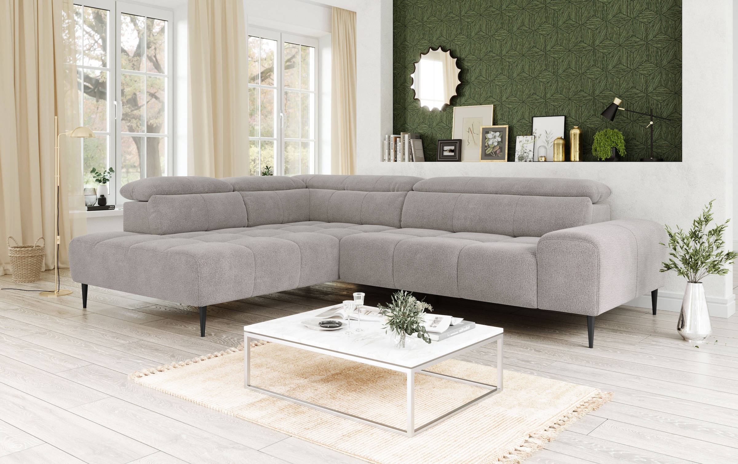 OTTO home Ecksofa "Theo L-Form, B: 298 cm" mit Kopfteilverstellung, optional Sitztiefenverstellung