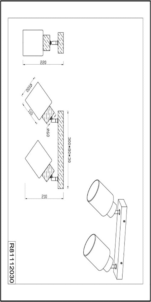 REALITY Leuchten Deckenstrahler »Assam«, 2 flammig, Leuchtmittel E14 | ohne Leuchtmittel, Spot 2-flg. Naturholz, exkl 2xE14 max 25W, Glasschirm weiß schwenkbar