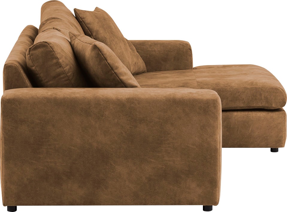 andas Ecksofa »SLEETLAND XXL in Samtvelours oder Vintage-Leder-Optik, L-Form,«, besonders groß und bequem