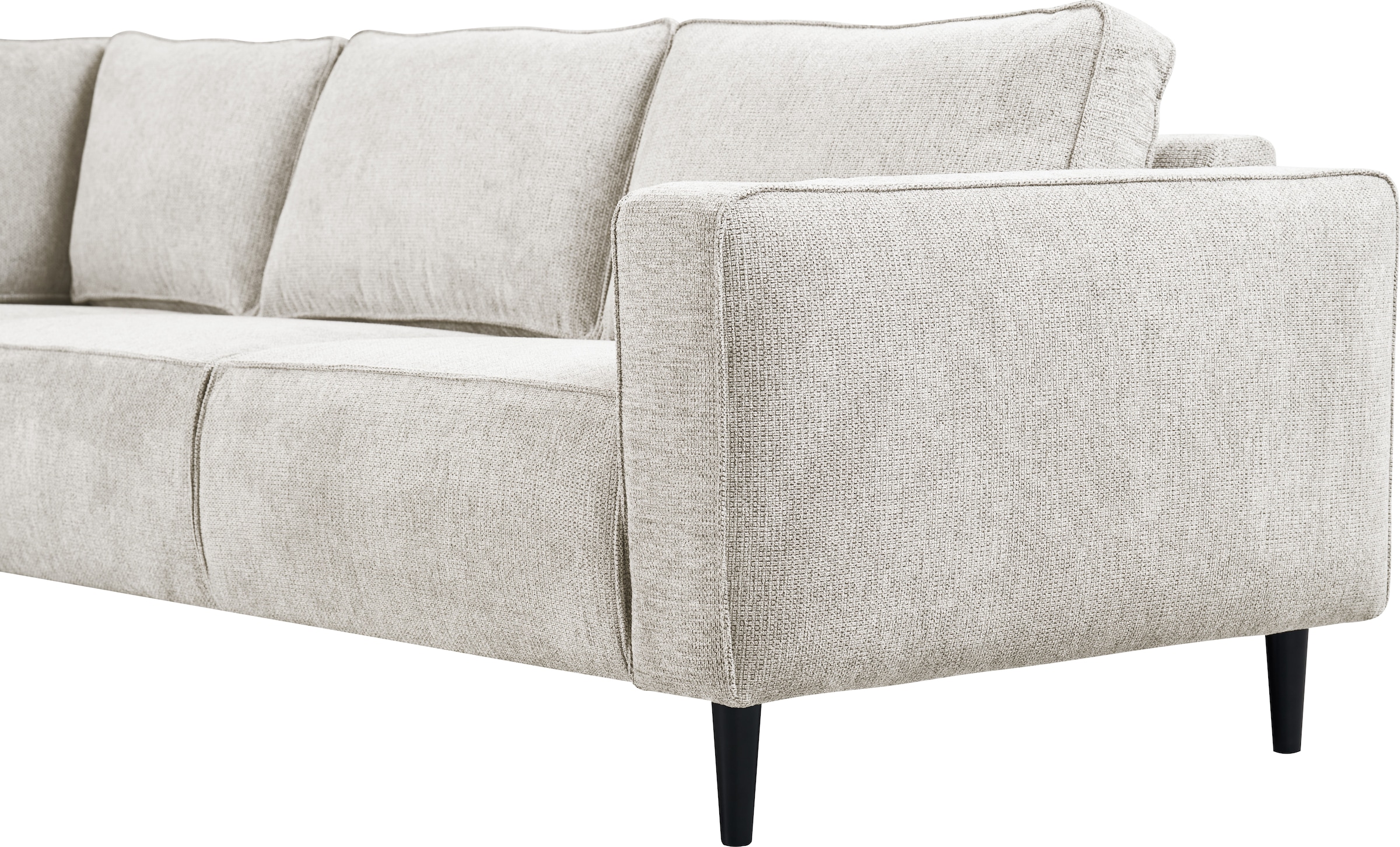 Places of Style Ecksofa »Fumone, Lederoptik oder Soft-Touch Chenille«, Breite 260, mit schwarzen Massivholzfüßen