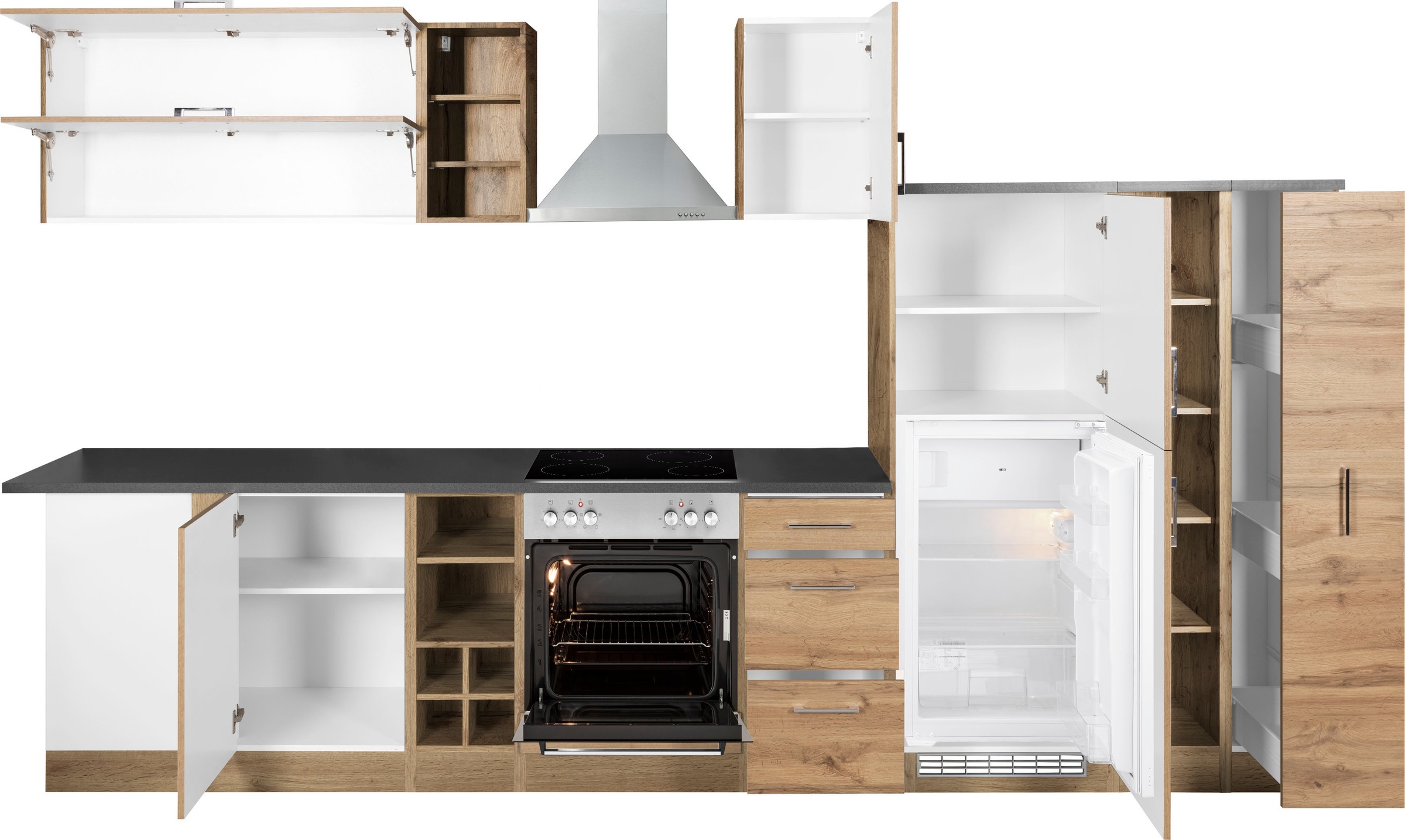 KOCHSTATION Winkelküche »KS-Colmar« mit E-Geräten, Stellbreite 210/360 cm