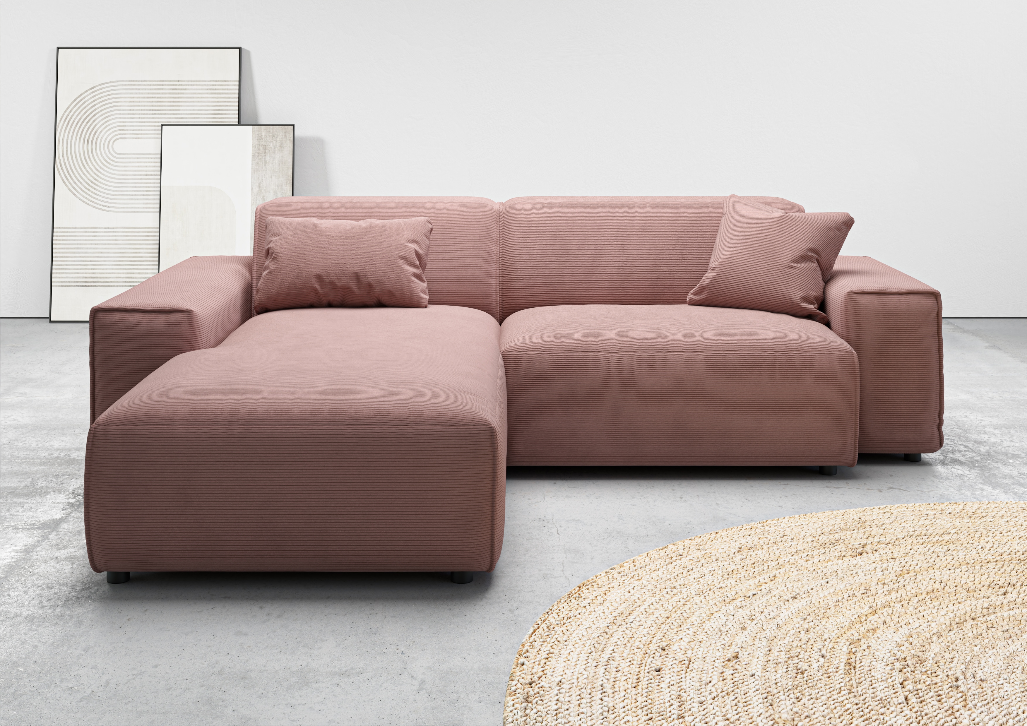Home affaire Ecksofa "Glimminge L-Form auch in Breitcord, Feincord + Easy care-Bezug," Breite 234, Zierkissen