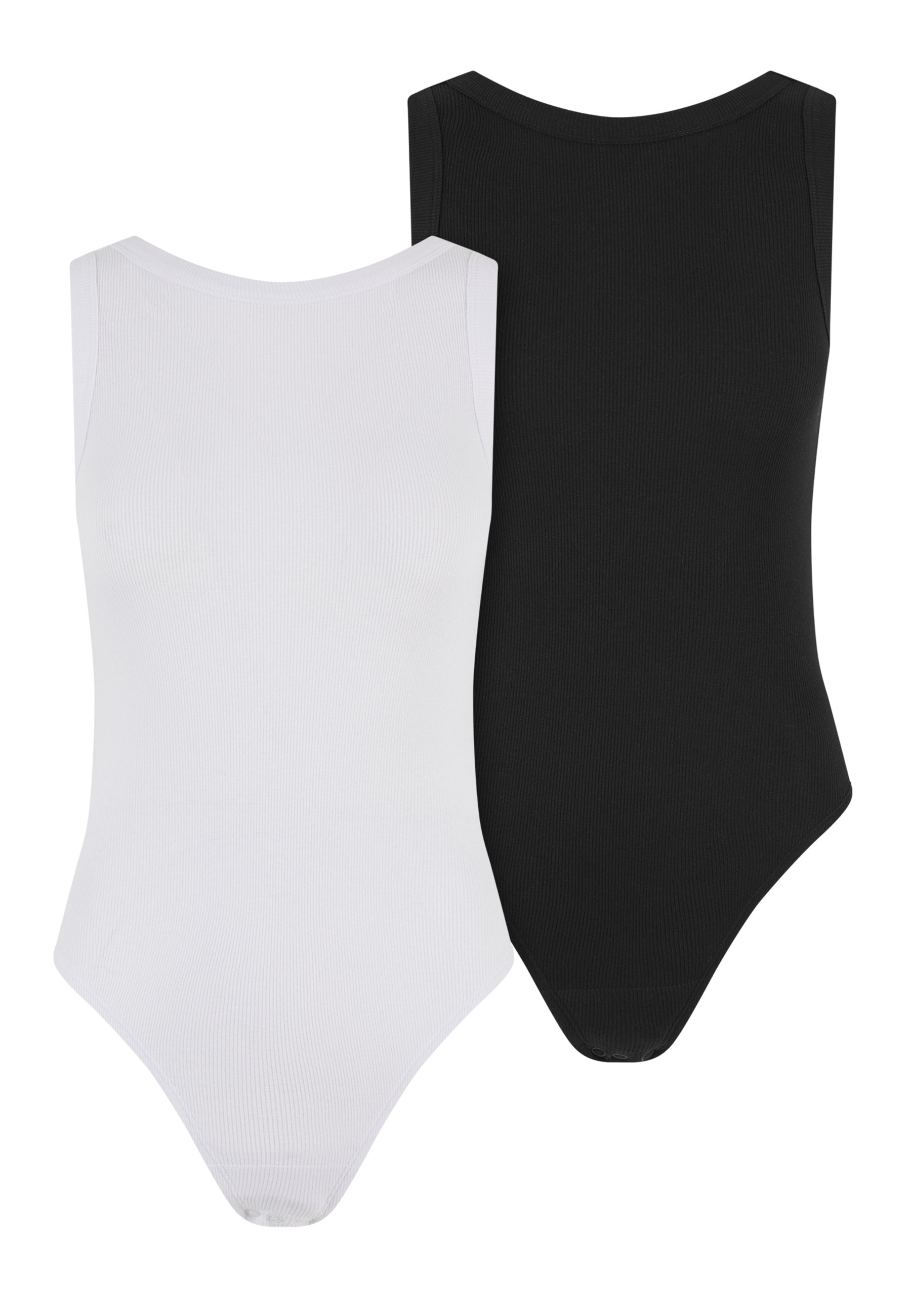 URBAN CLASSICS Damen Body "Urban Classics Damen Ladies Rib Tank Body 2-Pack"weiß, schwarz, Gr. XXL, 95% Baumwolle, 5% Elasthan, Bodys