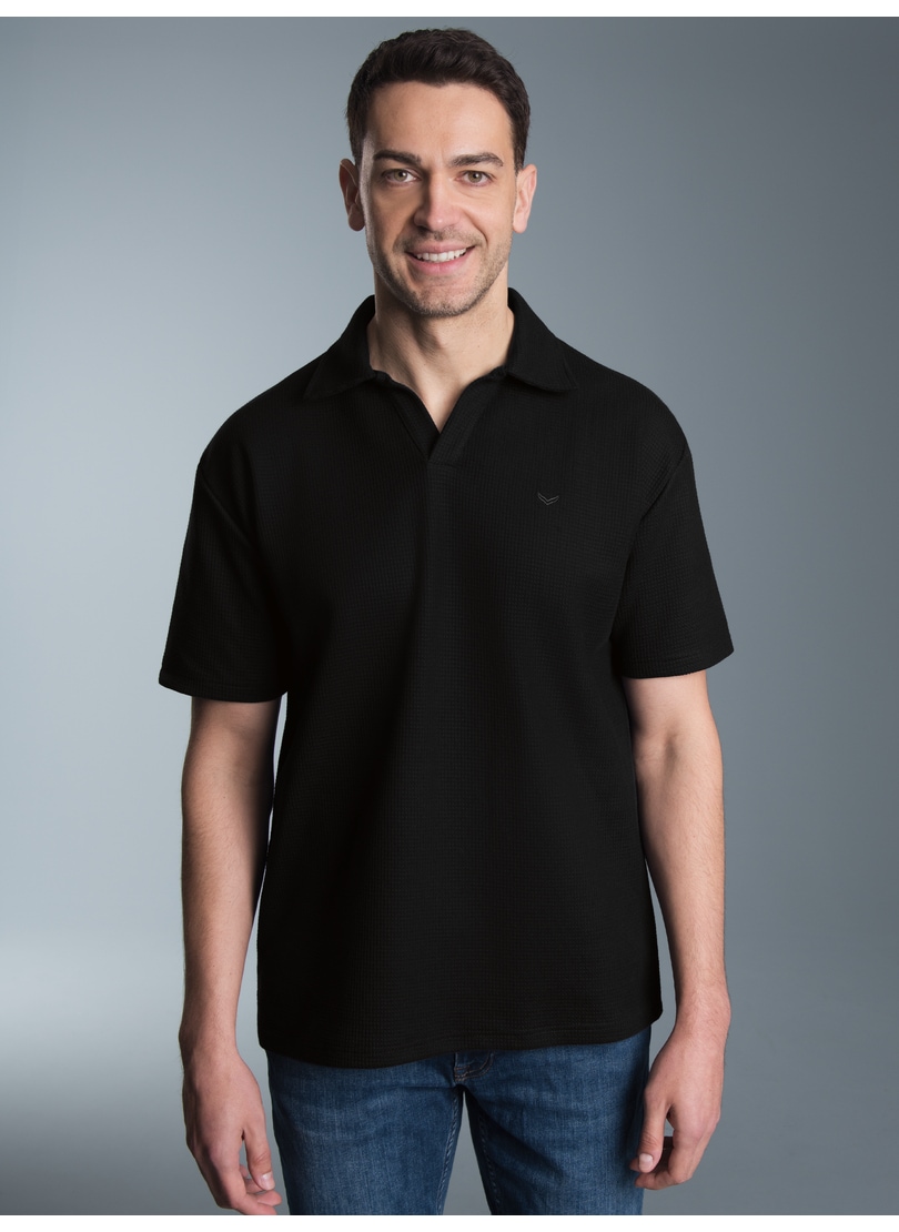 Trigema "TRIGEMA Oversized Poloshirt ohne Knopfleiste in Waffeloptik" 1 Stk.