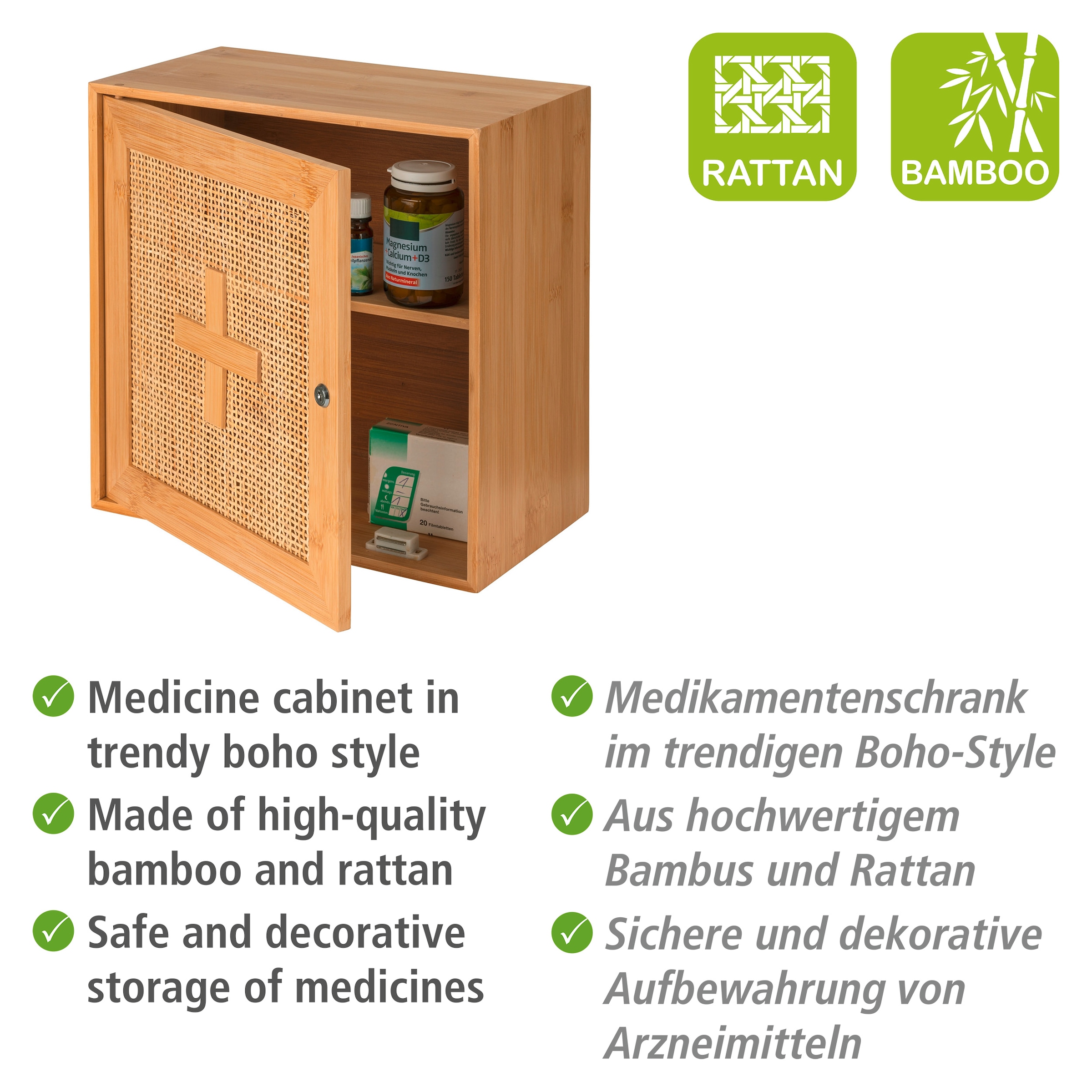 WENKO Medizinschrank »Allegre«, Rattan BAUR bestellen aus und | Bambus