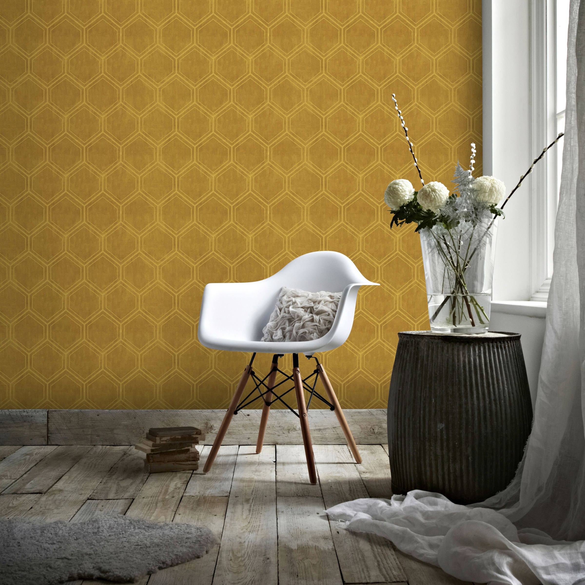Superfresco Easy Vliestapete »Geo - Hexagon«, geometrisch, Ocker - 10m x 52cm