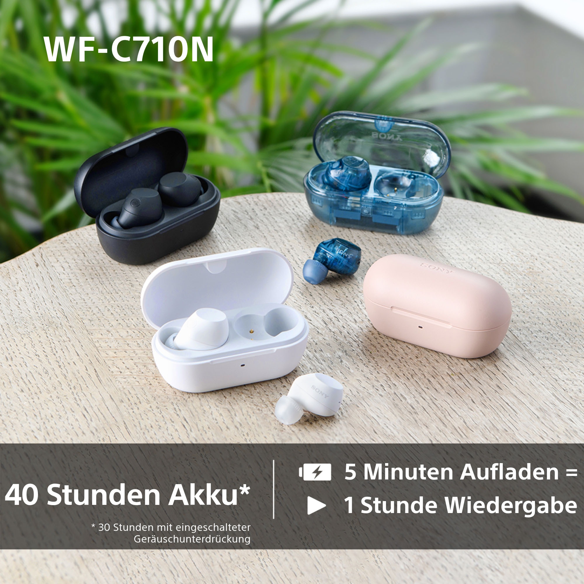 Sony In-Ear-Kopfhörer »WF-C710N«, Bluetooth-A2DP Bluetooth-AVRCP Bluetooth (Audio Video Remote Control Profile)-HFP-HSP, Active Noise Cancelling (ANC)-Freisprechfunktion-Multi-Point-Verbindung-Rauschunterdrückung-Sprachsteuerung