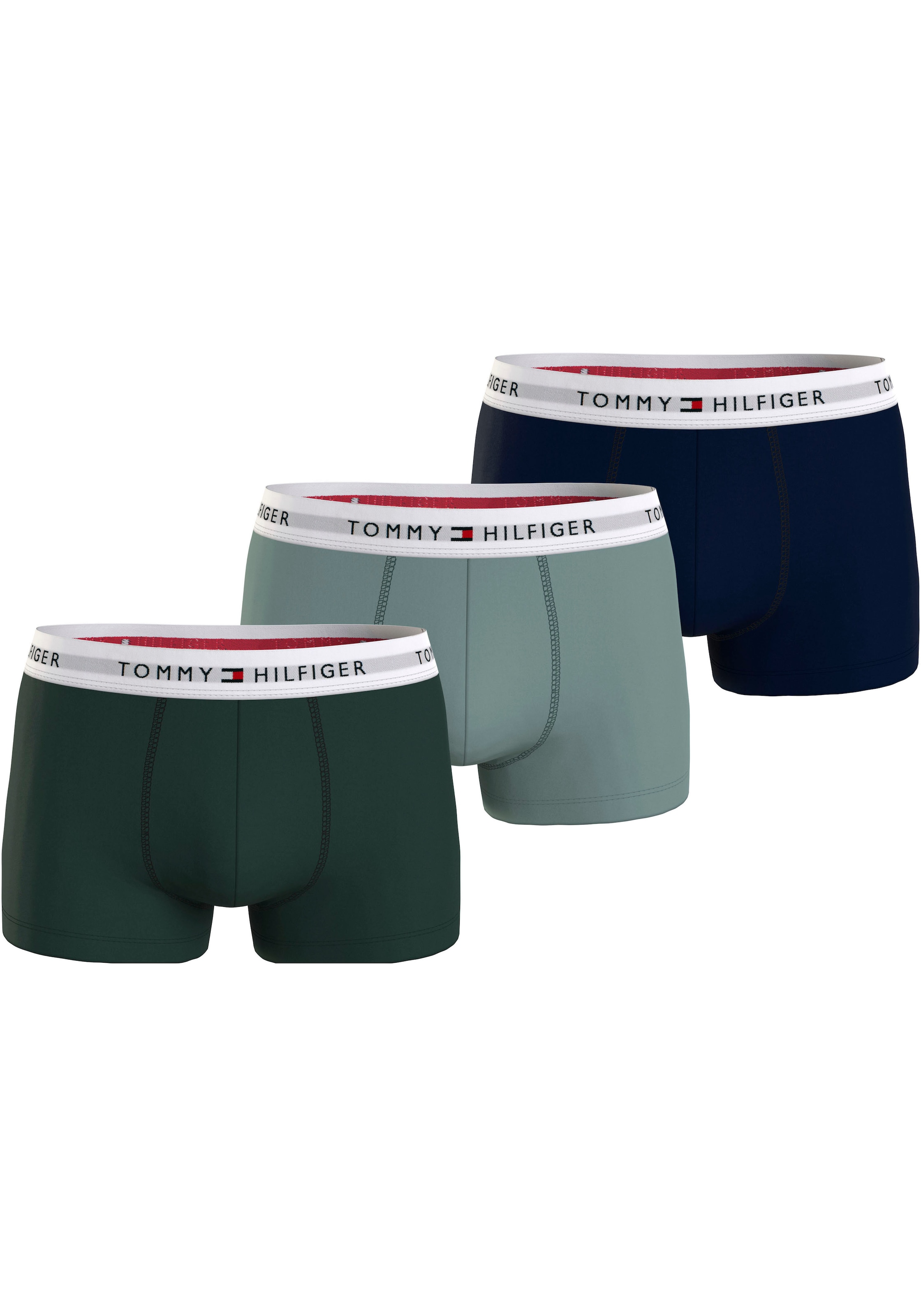 Tommy Hilfiger Underwear Trunk »3P TRUNK«, (Packung, 3 St., 3er), farbig mit weißem Logo-Elastikbund, Signature Kollektion