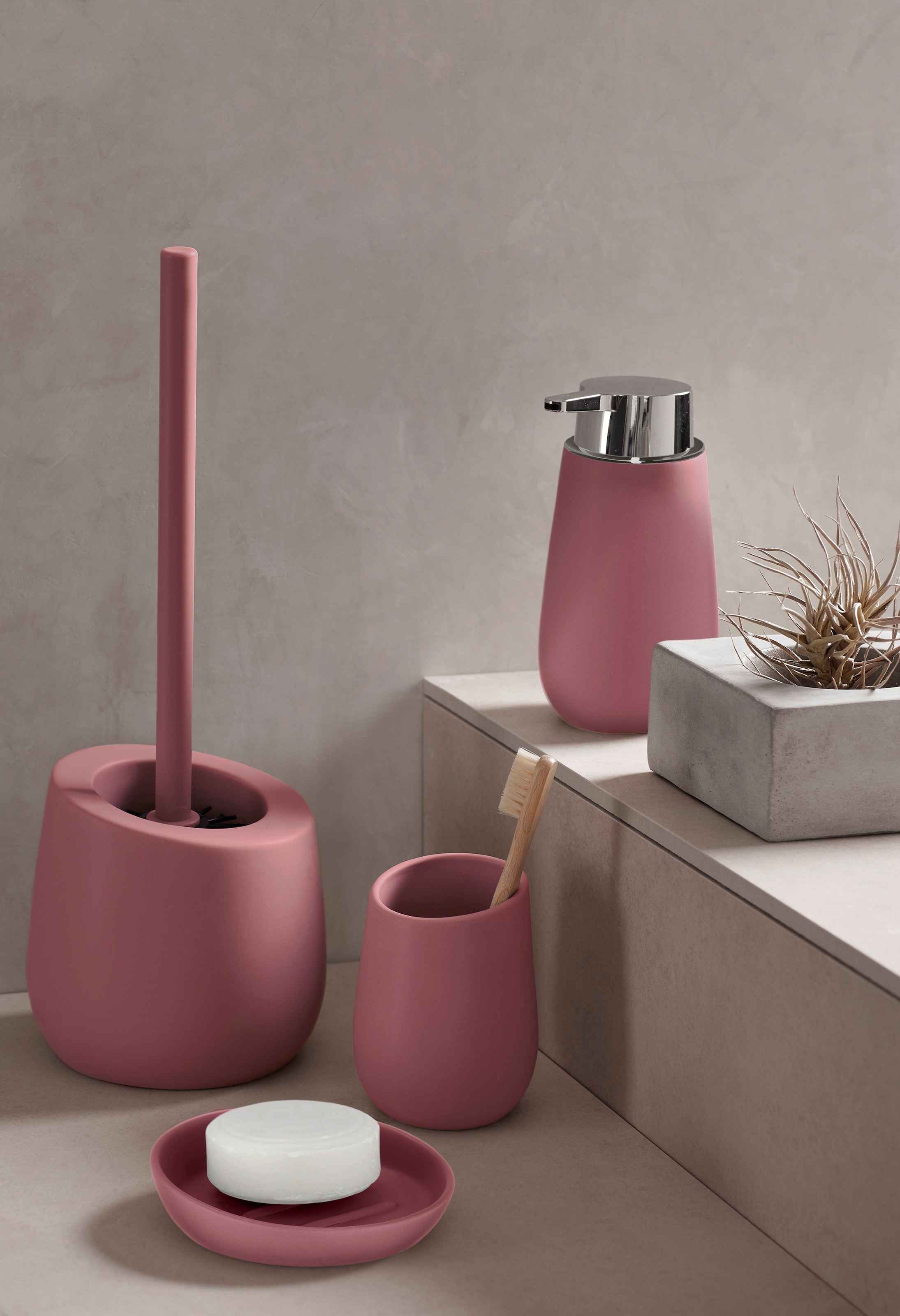 WENKO Seifenspender »Badi«, (1 tlg.), Altrosa Keramik, 320 ml