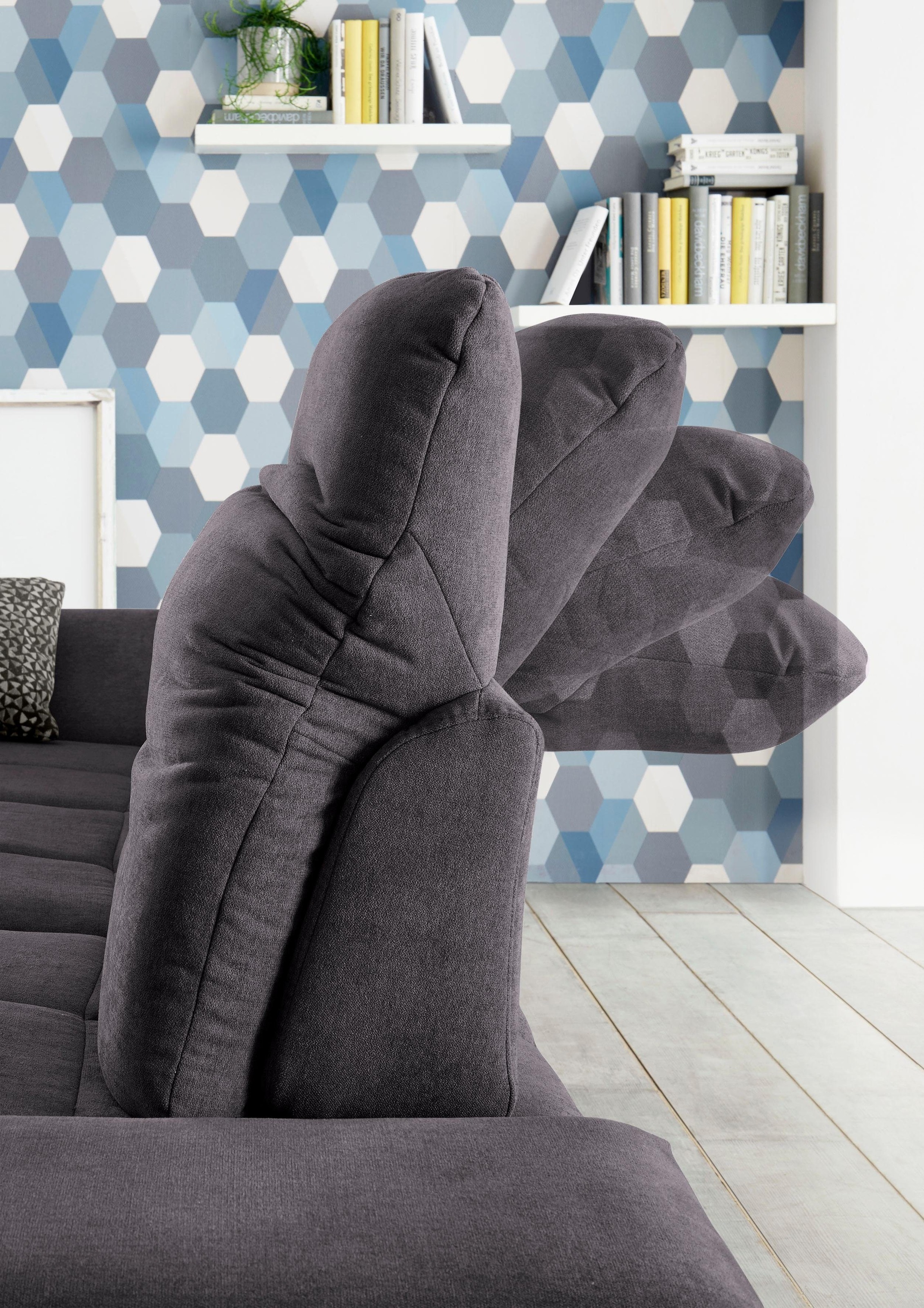 set one by Musterring Ecksofa »SO 4100 mit komfortablen Federkern und Kopfteilverstellung,« wahlweise mit Bettfunktion und Sitztiefenverstellung, L-Form